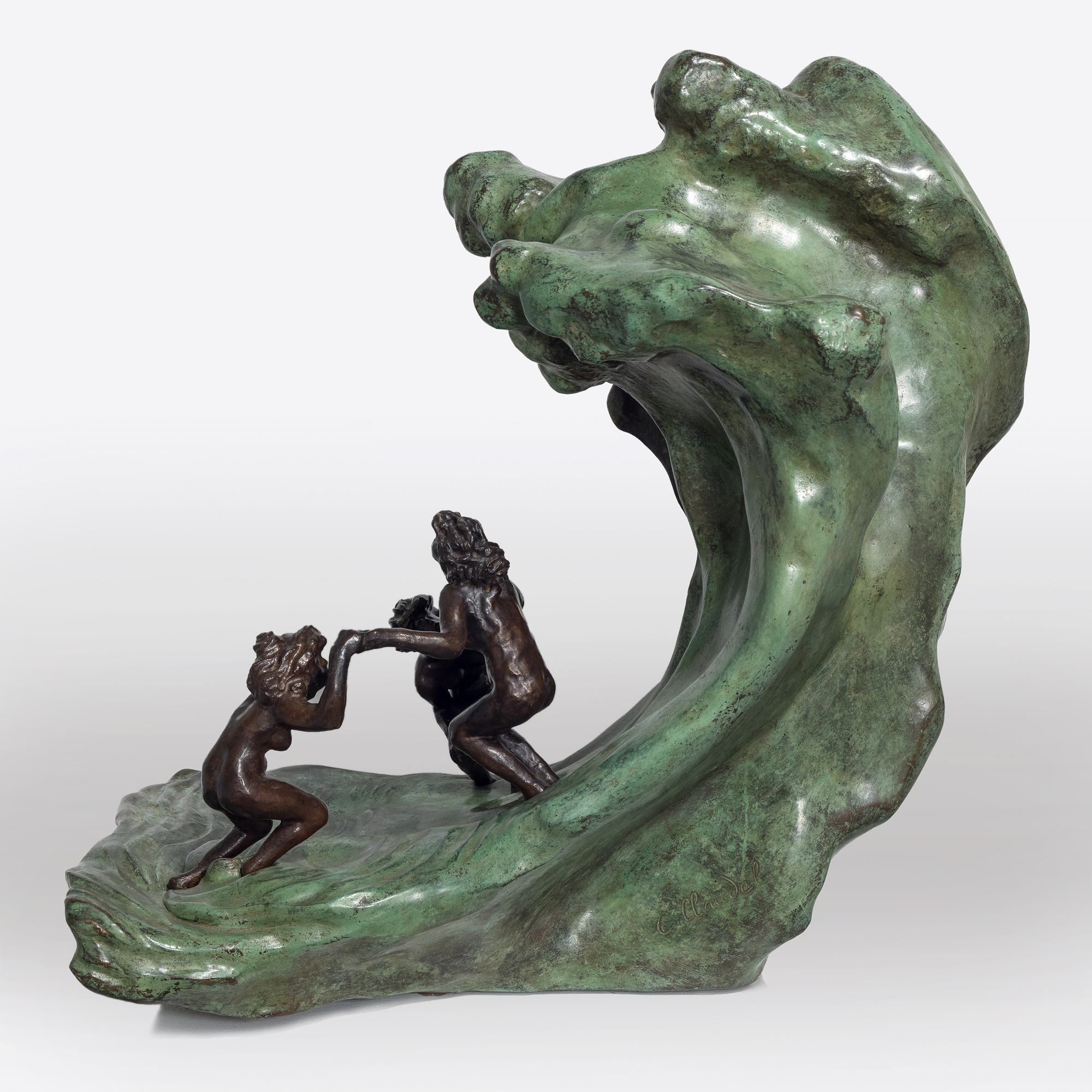 &lt;div&gt;&lt;font face=Calibri size=3 color=black&gt;Camille Claudel&#039;s life story reflects an era when societal constraints often dimmed the brilliance of women; their genius was viewed as a threat to the male-dominated world. Most introductions to Claudel are steeped in misleading biographical details related to her as Rodin&#039;s assistant, mistress, or lover, associations that diminish her achievements as a first-rate sculptor whose work borrows little from Rodin in style or subject matter. Despite these challenges, Claudel&#039;s legacy has endured, celebrated through exhibitions, biographies, and films since her rediscovery in 1982. &lt;/font&gt;&lt;/div&gt;&lt;br&gt;&lt;br&gt;&lt;div&gt;&nbsp;&lt;/div&gt;&lt;br&gt;&lt;br&gt;&lt;div&gt;&lt;font face=Calibri size=3 color=black&gt;&lt;em&gt;“La Vague (The Wave),”&lt;/em&gt; a remarkable sculpture of three women frolicking joyfully, embodies Claudel&#039;s passion for art and connection to nature. The women, their hair unruly like the sea, are depicted in a moment of freedom and abandon, yet the looming wave hints at the inevitable sorrow to come—a metaphor for Claudel&#039;s life, shadowed by fate. This piece, initially shown in plaster and later cast in bronze with an onyx marble wave, draws direct inspiration from Hokusai&#039;s &lt;em&gt;“The Great Wave,”&lt;/em&gt; reflecting the Parisian fascination with Japanese art at the time. While &lt;em&gt;“La Vague”&lt;/em&gt; showcases Claudel&#039;s technical mastery and the influence of Japanese aesthetics, it also poignantly symbolizes her acceptance of the overpowering forces of nature and the tragic course her life would ultimately take. This bronze, cast in 1997, is one of only two not held in a museum, further emphasizing the rarity of and reverence for Claudel&#039;s work.&lt;/font&gt;&lt;/div&gt;