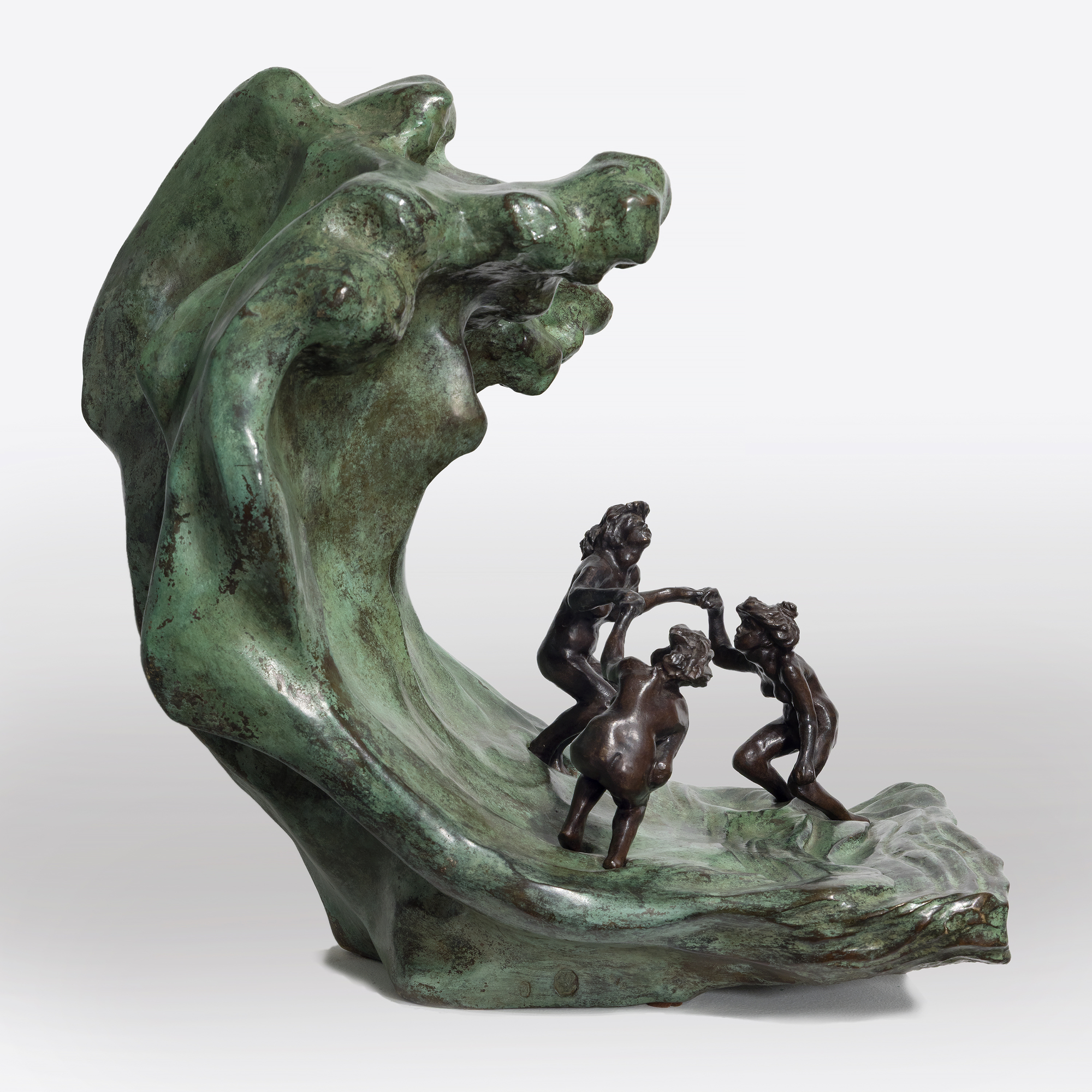 &lt;div&gt;&lt;font face=Calibri size=3 color=black&gt;Camille Claudel&#039;s life story reflects an era when societal constraints often dimmed the brilliance of women; their genius was viewed as a threat to the male-dominated world. Most introductions to Claudel are steeped in misleading biographical details related to her as Rodin&#039;s assistant, mistress, or lover, associations that diminish her achievements as a first-rate sculptor whose work borrows little from Rodin in style or subject matter. Despite these challenges, Claudel&#039;s legacy has endured, celebrated through exhibitions, biographies, and films since her rediscovery in 1982. &lt;/font&gt;&lt;/div&gt;&lt;br&gt;&lt;br&gt;&lt;div&gt;&nbsp;&lt;/div&gt;&lt;br&gt;&lt;br&gt;&lt;div&gt;&lt;font face=Calibri size=3 color=black&gt;&lt;em&gt;“La Vague (The Wave),”&lt;/em&gt; a remarkable sculpture of three women frolicking joyfully, embodies Claudel&#039;s passion for art and connection to nature. The women, their hair unruly like the sea, are depicted in a moment of freedom and abandon, yet the looming wave hints at the inevitable sorrow to come—a metaphor for Claudel&#039;s life, shadowed by fate. This piece, initially shown in plaster and later cast in bronze with an onyx marble wave, draws direct inspiration from Hokusai&#039;s &lt;em&gt;“The Great Wave,”&lt;/em&gt; reflecting the Parisian fascination with Japanese art at the time. While &lt;em&gt;“La Vague”&lt;/em&gt; showcases Claudel&#039;s technical mastery and the influence of Japanese aesthetics, it also poignantly symbolizes her acceptance of the overpowering forces of nature and the tragic course her life would ultimately take. This bronze, cast in 1997, is one of only two not held in a museum, further emphasizing the rarity of and reverence for Claudel&#039;s work.&lt;/font&gt;&lt;/div&gt;