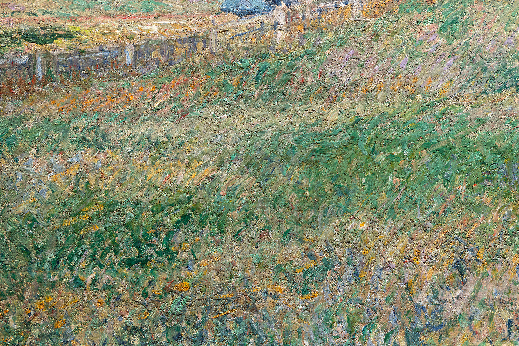 <div>Camille Pissarro’s La Briqueterie Delafolie à Éragny (1884) offers a vivid rural scene from Éragny. The painting has never been to auction, instead gracing numerous exhibitions in Zurich, Paris, Brussels, Warsaw, and Santa Barbara since its creation. Documented as no. 776 in volume III of the catalogue raisonné by Joachim Pissarro and Claire Durand-Ruel Snollaerts (illustrated p. 514), it stands as a testament to Pissarro’s Impressionist legacy. </div>
<br>
<br><div> </div>
<br>
<br><div>The foreground features a polychrome meadow. The staccato green, ochre, and lilac brushstrokes in all directions convey the wind’s gentle movement through the field beneath a fleecy sky. In the distance, the Delafolie brickyard emerges, owned by Pissarro’s good friend and neighbor. The catalogue raisonné notes:  </div>
<br>
<br><div> </div>
<br>
<br><div>“The Delafolie brickyard at Éragny, refers to a local family-owned and operated brickyard. Mr. Delafolie wasn’t just a bricklayer—he was Pissarro’s neighbor and brewed his own cider. His cider was reportedly so good that Claude Monet once wrote to Pissarro asking who the merchant was and how he could order a keg for himself. Pissarro and Mr. Delafolie were good friends, and Pissarro often took advantage of Mr. Delafolie’s regular deliveries to Paris and Gisors to ship his paintings along with the bricks.”  </div>
<br>
<br><div> </div>
<br>
<br><div>Similar works reside in the Musée d’Orsay, the Walters Art Museum, and the Birmingham Museum of Art. This painting offers collectors a rare, well-traveled piece, embodying Pissarro’s intimate connection to Éragny’s landscape and community. </div>