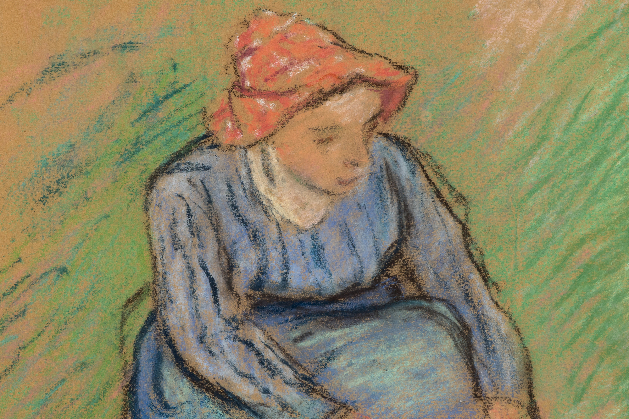 CAMILLE PISSARRO - Paysannes Assises - crayon on paper - 16 x 22 in.
