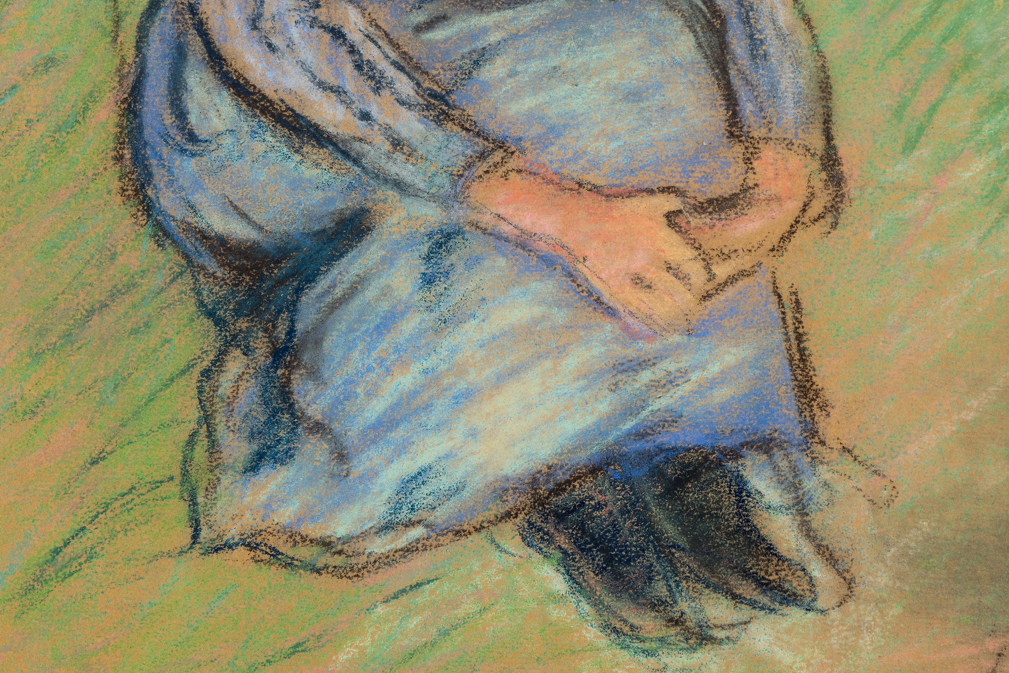 CAMILLE PISSARRO - Paysannes Assises - crayon on paper - 16 x 22 in.