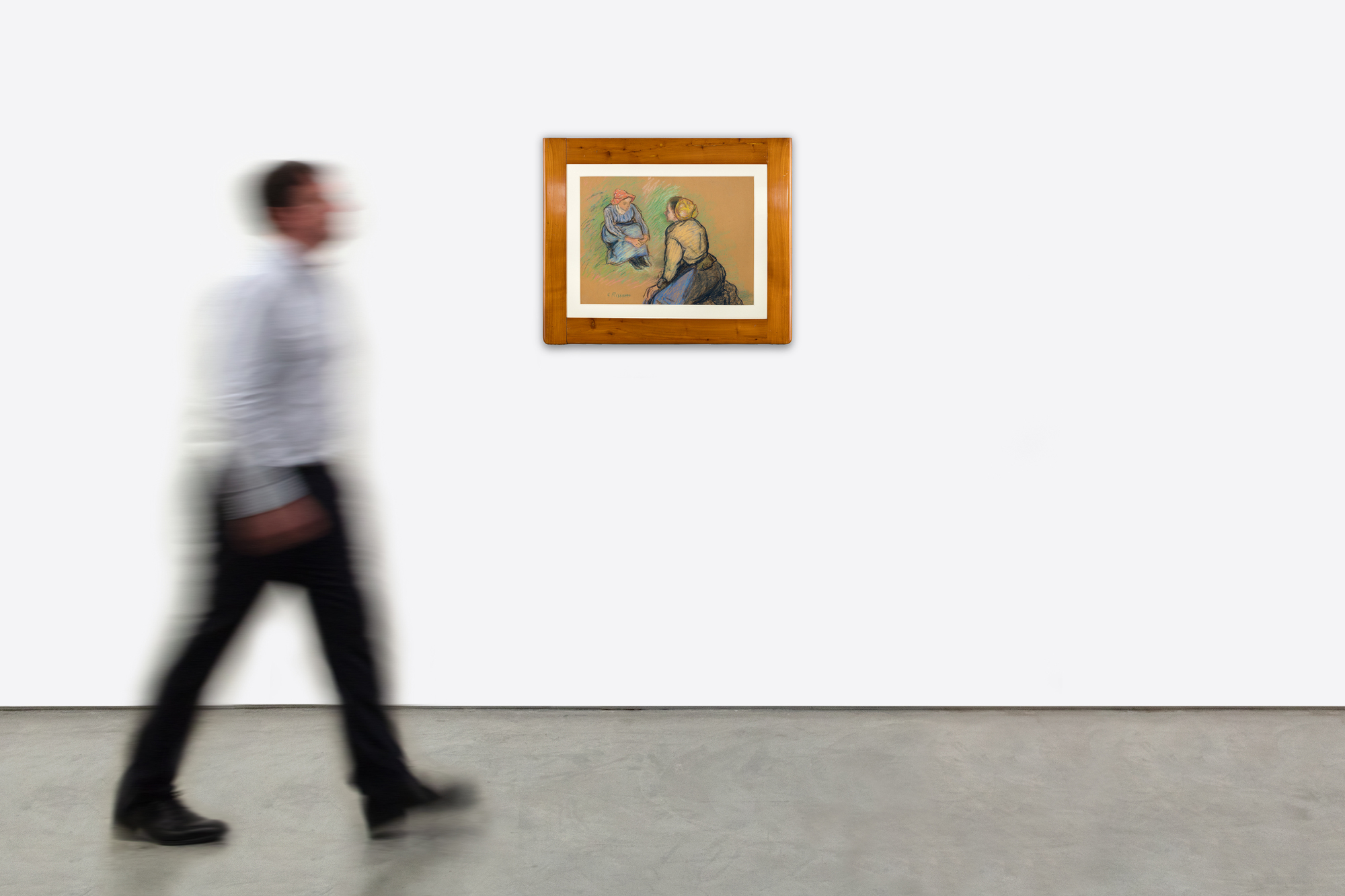 CAMILLE PISSARRO - Paysannes Assises - crayon on paper - 16 x 22 in.