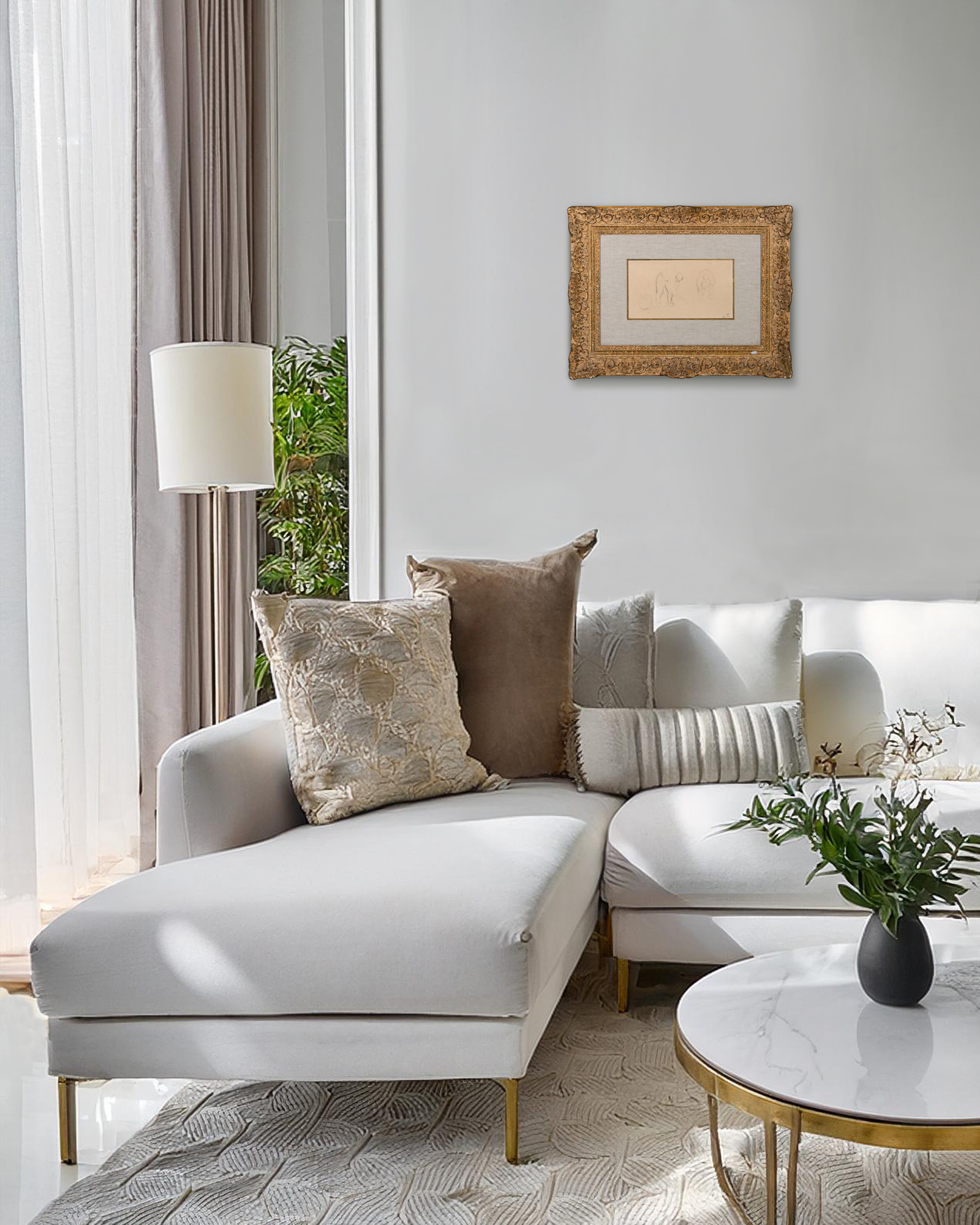 CAMILLE PISSARRO - Two Workers in the Workfield - pencil on paper - 6 1/4 x 11 1/4 in.