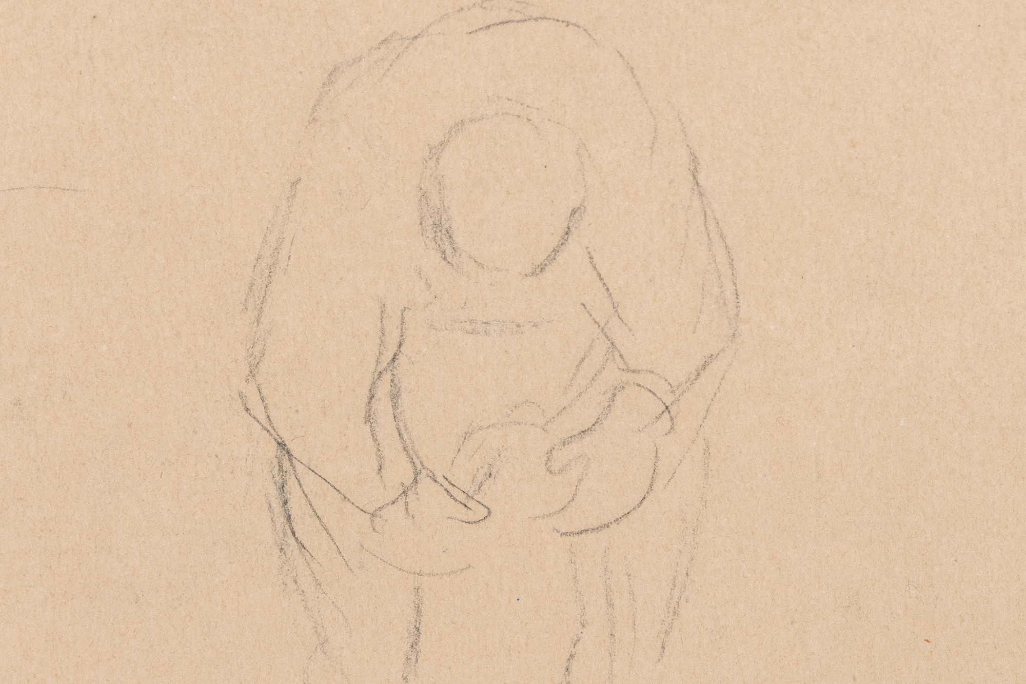 CAMILLE PISSARRO - Two Workers in the Workfield - pencil on paper - 6 1/4 x 11 1/4 in.