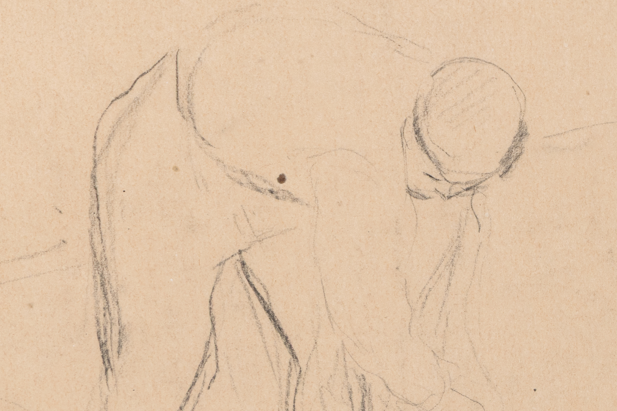 CAMILLE PISSARRO - Two Workers in the Workfield - pencil on paper - 6 1/4 x 11 1/4 in.