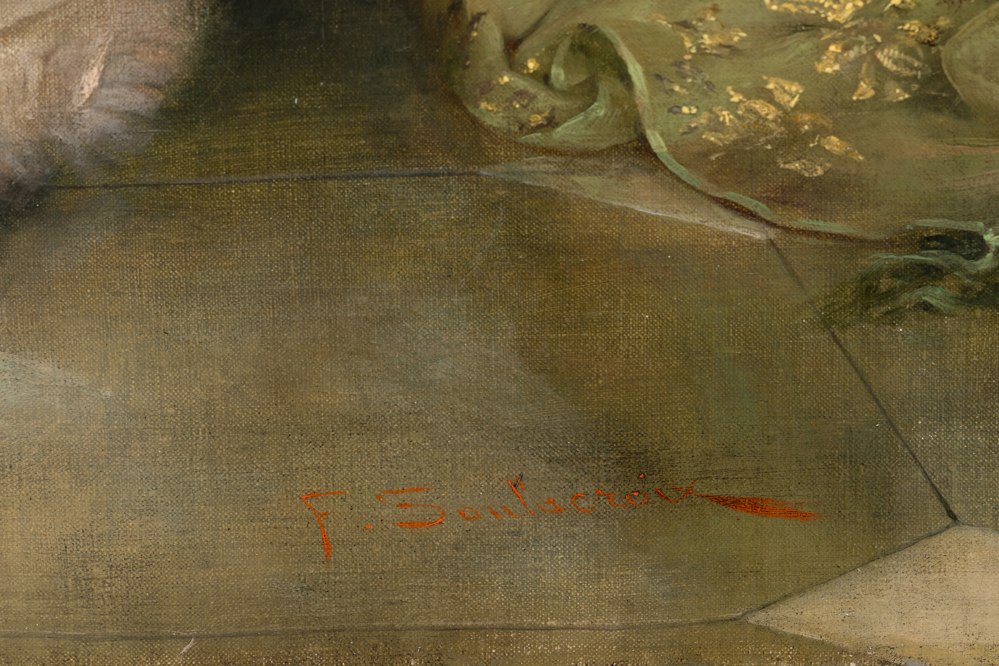 CHARLES JOSEPH FREDERIC SOULACROIX - Afternoon Tea - oil on canvas - 34 x 25 3/4 in.