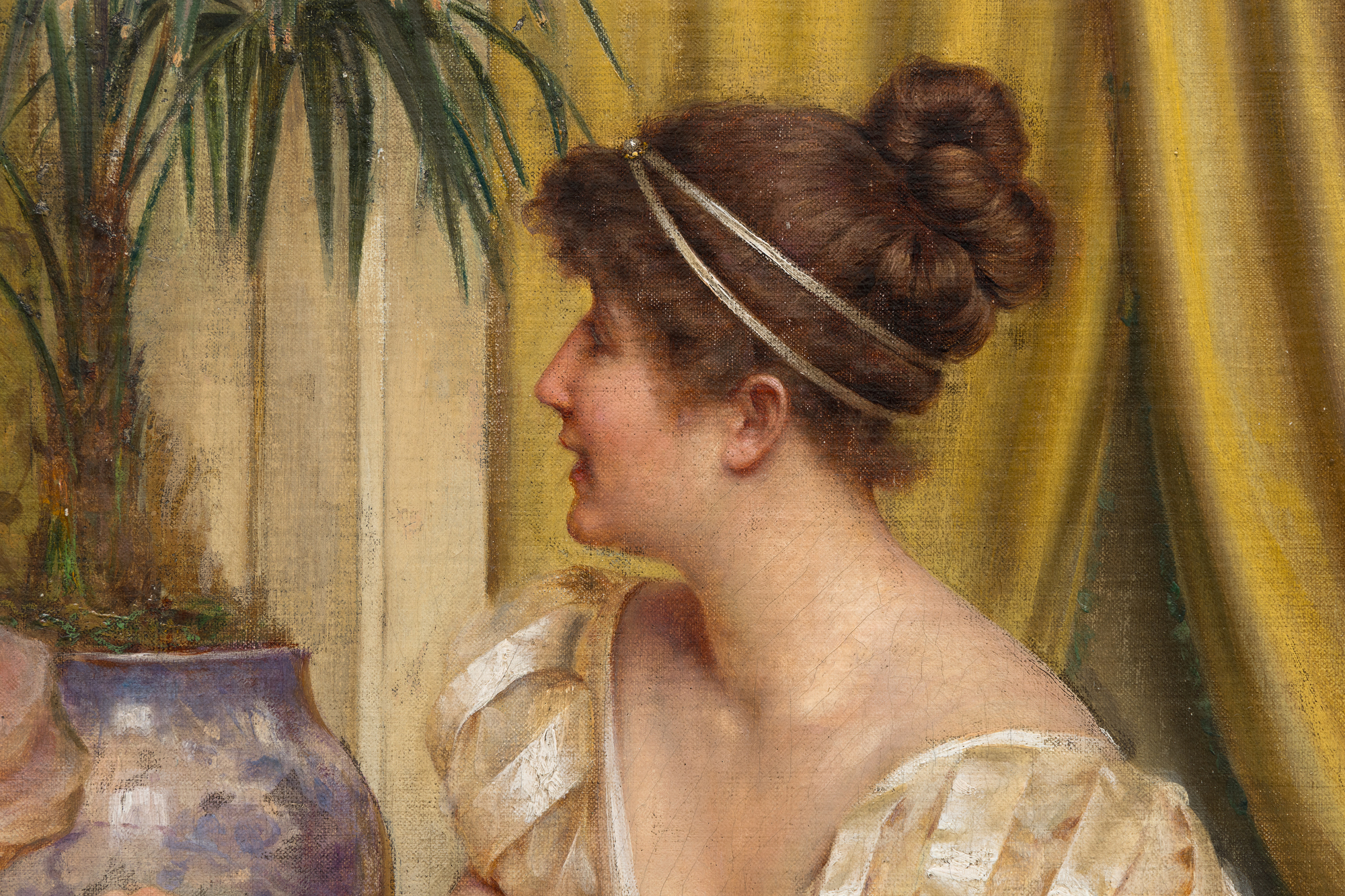 CHARLES JOSEPH FREDERIC SOULACROIX - Afternoon Tea - oil on canvas - 34 x 25 3/4 in.