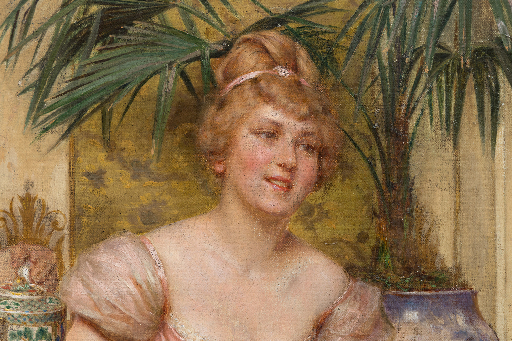 CHARLES JOSEPH FREDERIC SOULACROIX - Afternoon Tea - oil on canvas - 34 x 25 3/4 in.