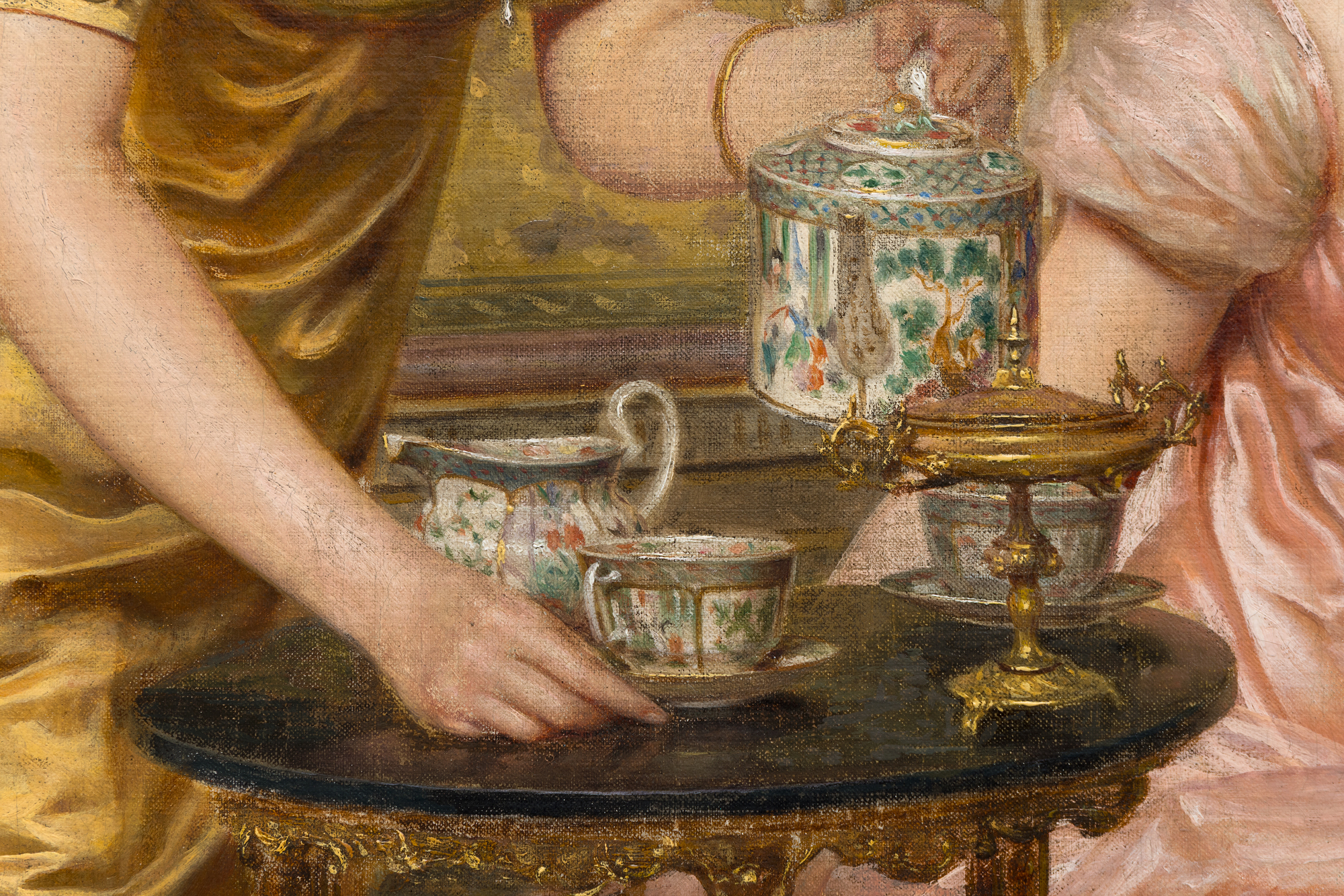 CHARLES JOSEPH FREDERIC SOULACROIX - Afternoon Tea - oil on canvas - 34 x 25 3/4 in.