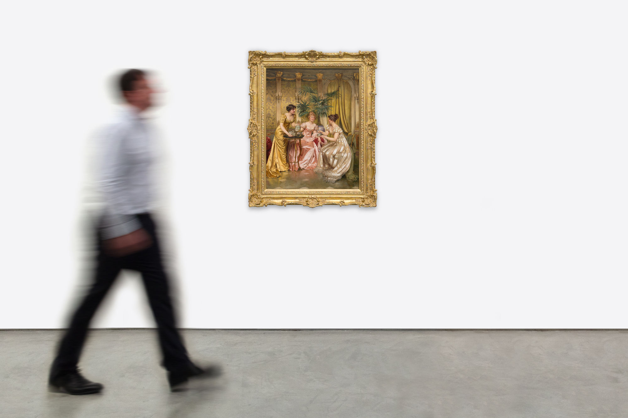 CHARLES JOSEPH FREDERIC SOULACROIX - Afternoon Tea - oil on canvas - 34 x 25 3/4 in.