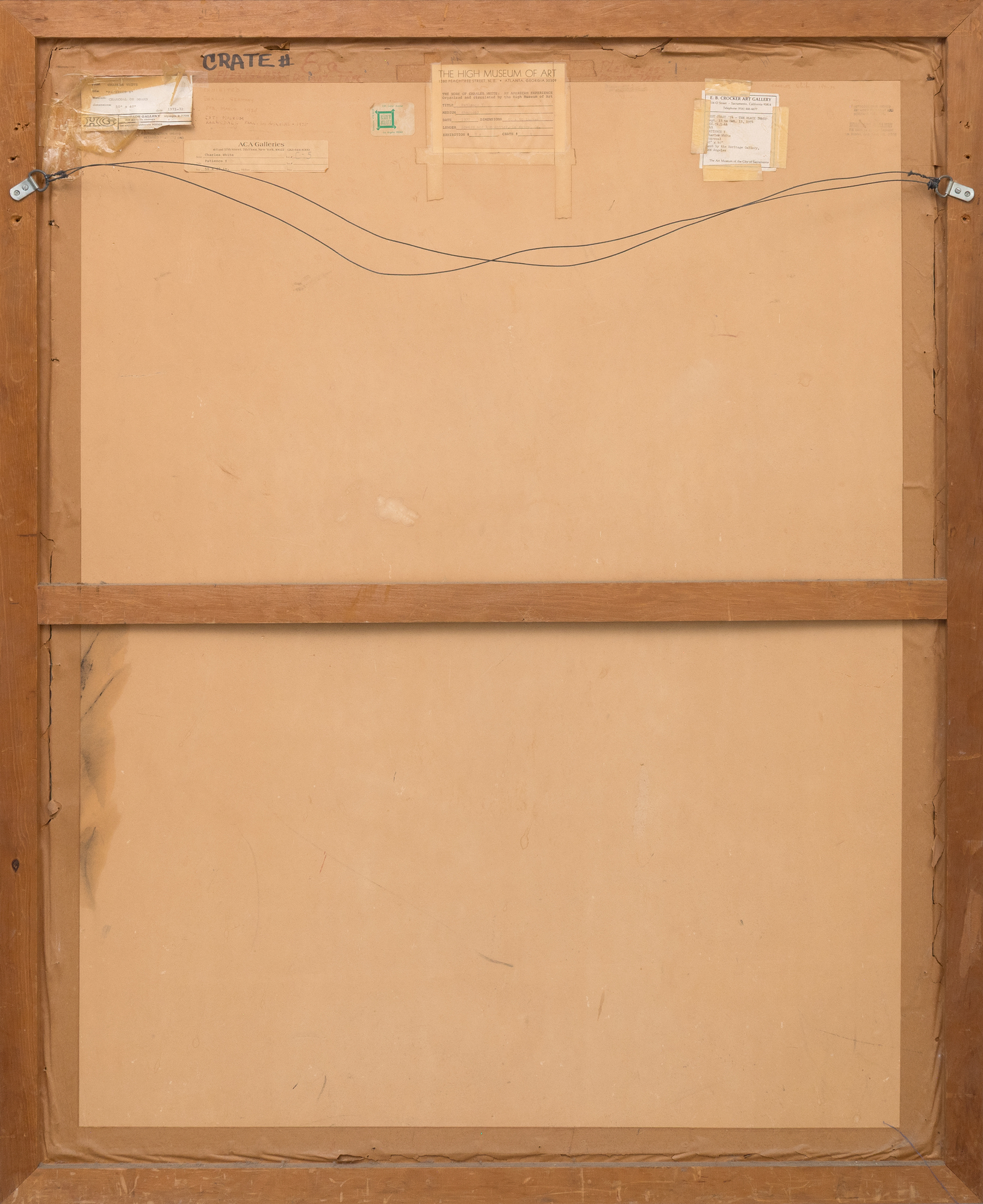 CHARLES WHITE - Patience Y - charcoal, paint, and wax crayon on paper - 51 1/2 x 39 1/2 in.