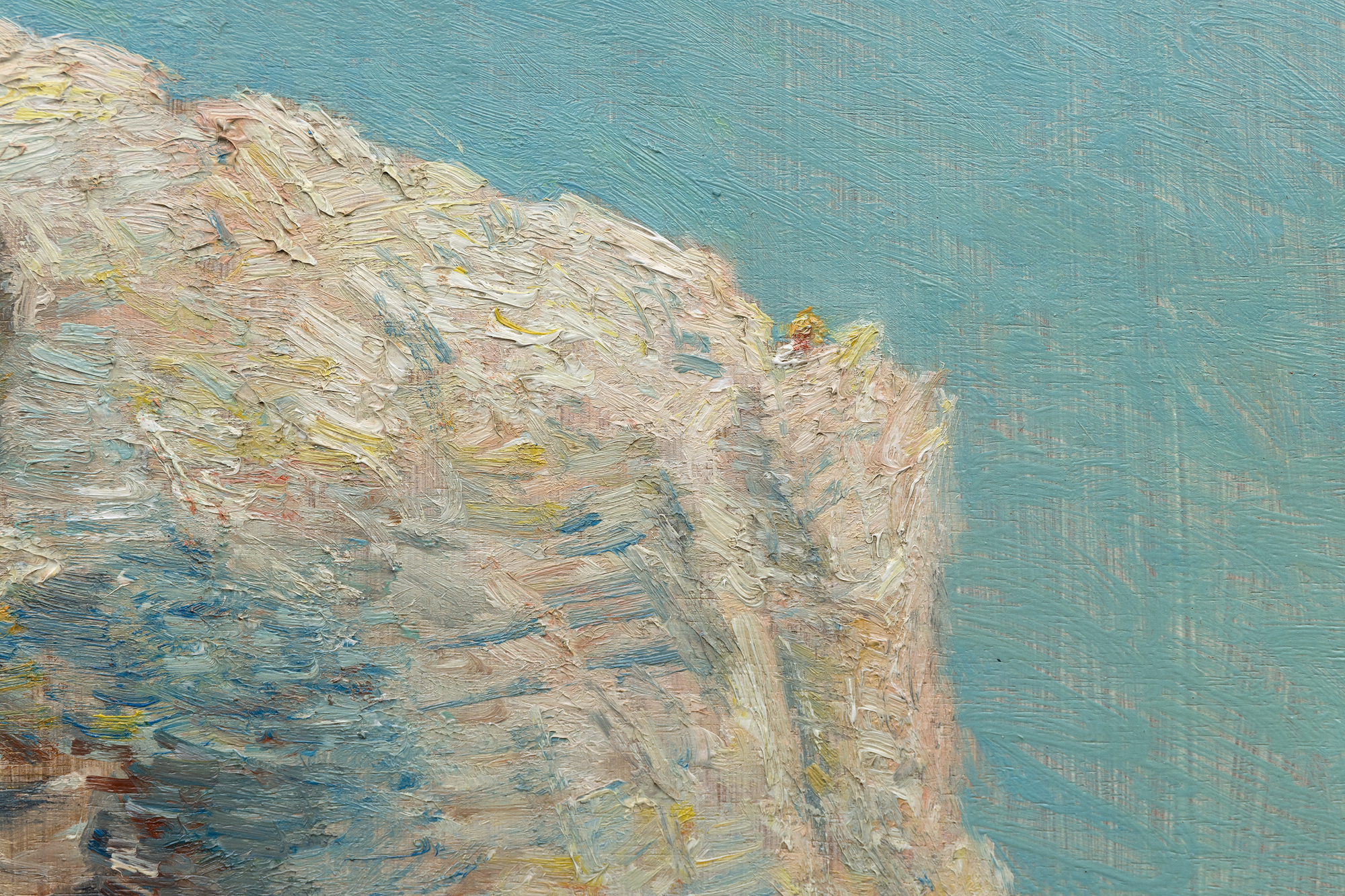 <div><font face=Lato size=3 color=black><em>The Isle of Shoals</em> reflects one of the most personal and sustained subjects in the career of Childe Hassam, remaining in the artists own collection for twenty years. Hassam first visited the Isles of Shoals in 1884, returning regularly until 1915, and the rugged beauty of this small island group off the Gulf of Maine became a central source of inspiration throughout his life. The shifting light, scattered wildflowers, and crystalline waters offered a constant supply of visual poetry, and the islands became the setting for many of his most luminous and celebrated landscapes and coastal scenes.</font></div><br><br><div>&nbsp;</div><br><br><div><font face=Lato size=3 color=black>Similar views of the Isles of Shoals now reside in the permanent collections of the Metropolitan Museum of Art, the National Gallery of Art, and the Dallas Museum of Art, underscoring the importance of the subject within Hassam’s oeuvre. The significance of this body of work was further affirmed in 2016 when the Peabody Essex Museum organized a major exhibition devoted entirely to his Shoals paintings.</font></div><br><br><div>&nbsp;</div><br><br><div><font face=Lato size=3 color=black>In <em>The Isle of Shoals</em>, Hassam captures the clear northern light and the quiet splendor of the rocky coast, presenting a scene that reflects both the serenity of the islands and the artists deep connection to them.</font></div>