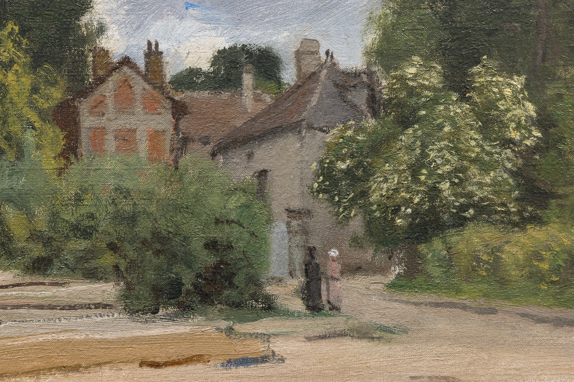<div><font face=Lato size=3 color="#191919"><em>Argenteuil, l’Hospice</em> from 1872 belongs to one of the most formative chapters in Claude Monet’s career, painted during his early years in Argenteuil where he created nearly one hundred eighty canvases between 1871 and 1878. First owned by Paul Durand Ruel, Monet’s dealer and the most important champion of the Impressionists, the painting is included in the Wildenstein catalogue and was featured in the National Gallery London’s landmark exhibition <em>Monet and Architecture </em>in 2018. Created in the same year as his breakthrough <em>Impression, Sunrise</em>, the work reflects the moment when Monet’s vision for modern landscape took shape and laid the foundation for the movement that would soon be known as Impressionism.</font></div><br><br><div>&nbsp;</div><br><br><div><font face=Lato size=3 color="#191919">Monet settled in Argenteuil in late 1871, determined to renew his artistic direction after the upheavals of war and exile. The town offered an enticing blend of historical architecture, modern industry, rustic gardens, and the ever-shifting Seine, all within easy reach of Paris. The Aubrey House, where Monet lived, became a gathering place for Renoir, Manet, Sisley, Caillebotte, and later Pissarro, a setting that fostered both artistic exchange and the planning of the first Impressionist exhibition of 1874. As scholar Paul Hayes Tucker has noted, Argenteuil offered Monet a rare diversity of motifs that he encountered daily, ranging from the charmingly old to the strikingly new.</font></div><br><br><div>&nbsp;</div><br><br><div><font face=Lato size=3 color="#191919">In this painting Monet set his easel on rue Pierre Guienne, with his back to the Aubrey House, and painted the seventeenth century building that served at the time as the hospice of the Porte Saint Denis. The structure appears at right, viewed from the Seine, rendered with a quiet clarity that captures the atmosphere of an early spring day. The palette reflects both a reverence for the site’s history and an appreciation for Eugène Boudin, the friend and mentor who had encouraged Monet to paint the play of air and light years earlier and who joined him for a housewarming at Argenteuil on January 2, 1872. The hospice later became the Musée du Vieil Argenteuil, further reinforcing the historical resonance of the site.</font></div><br><br><div>&nbsp;</div><br><br><div><font face=Lato size=3 color="#191919"><em>Argenteuil, l’Hospice</em> stands as one of Monet’s earliest paintings from this crucial period and offers a faithful, atmospheric interpretation of a place deeply intertwined with the origins of Impressionism. Its blend of gentle tonalities, soft spring light, and direct observation reveals the artist’s growing confidence in painting the world as he perceived it, moment by moment, as a new vision for modern landscape art emerged.</font></div>