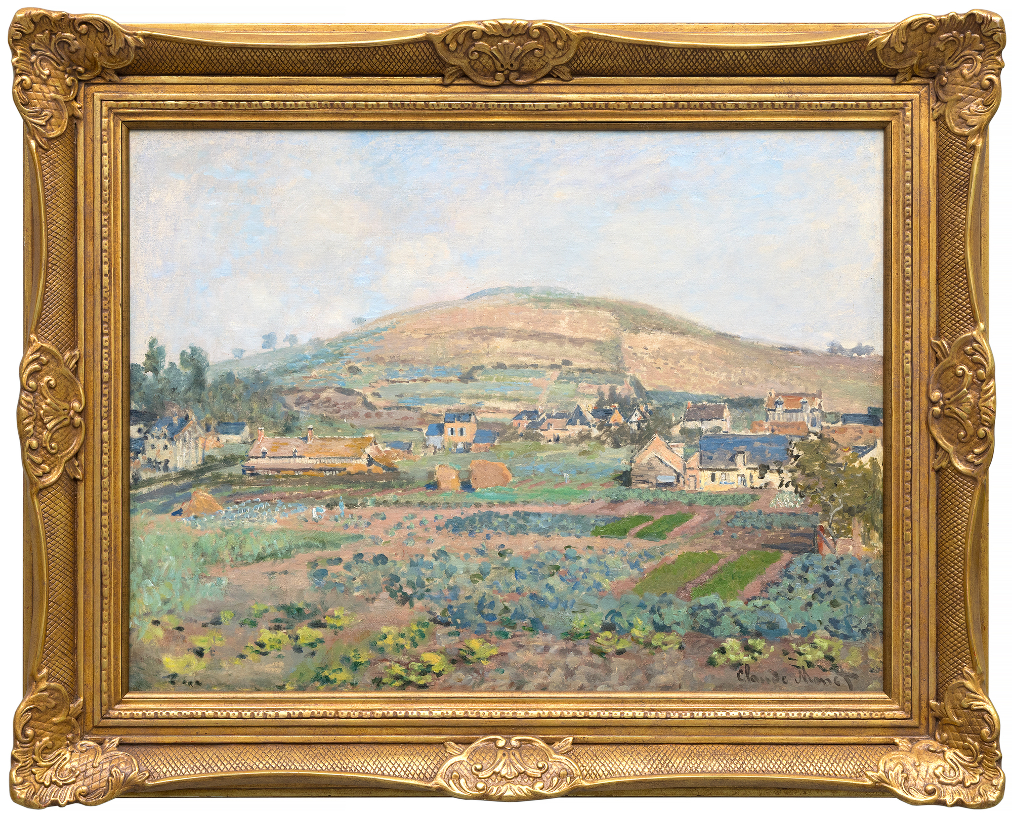 CLAUDE MONET - Le Mont Riboudet a Rouen au Printemps <div>Created at a seminal point early in the artist’s career, Le Mont Riboudet à Rouen au Printemps by Claude Monet, depicts a beautiful landscape with flora, figures working in the fields, and haystacks. The aesthetic is comparable to that of Camille Pisarro and Alfred Sisley, Monet’s contemporaries also working en plein air at the time to capture nuances of the French countryside on canvas. The painting’s distinguished provenance includes Durand-Ruel and Gustave Caillebotte.</div>