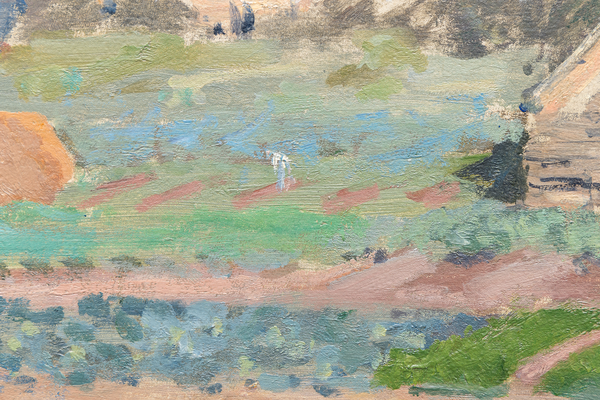 CLAUDE MONET - Le Mont Riboudet a Rouen au Printemps <div>Created at a seminal point early in the artist’s career, Le Mont Riboudet à Rouen au Printemps by Claude Monet, depicts a beautiful landscape with flora, figures working in the fields, and haystacks. The aesthetic is comparable to that of Camille Pisarro and Alfred Sisley, Monet’s contemporaries also working en plein air at the time to capture nuances of the French countryside on canvas. The painting’s distinguished provenance includes Durand-Ruel and Gustave Caillebotte.</div>