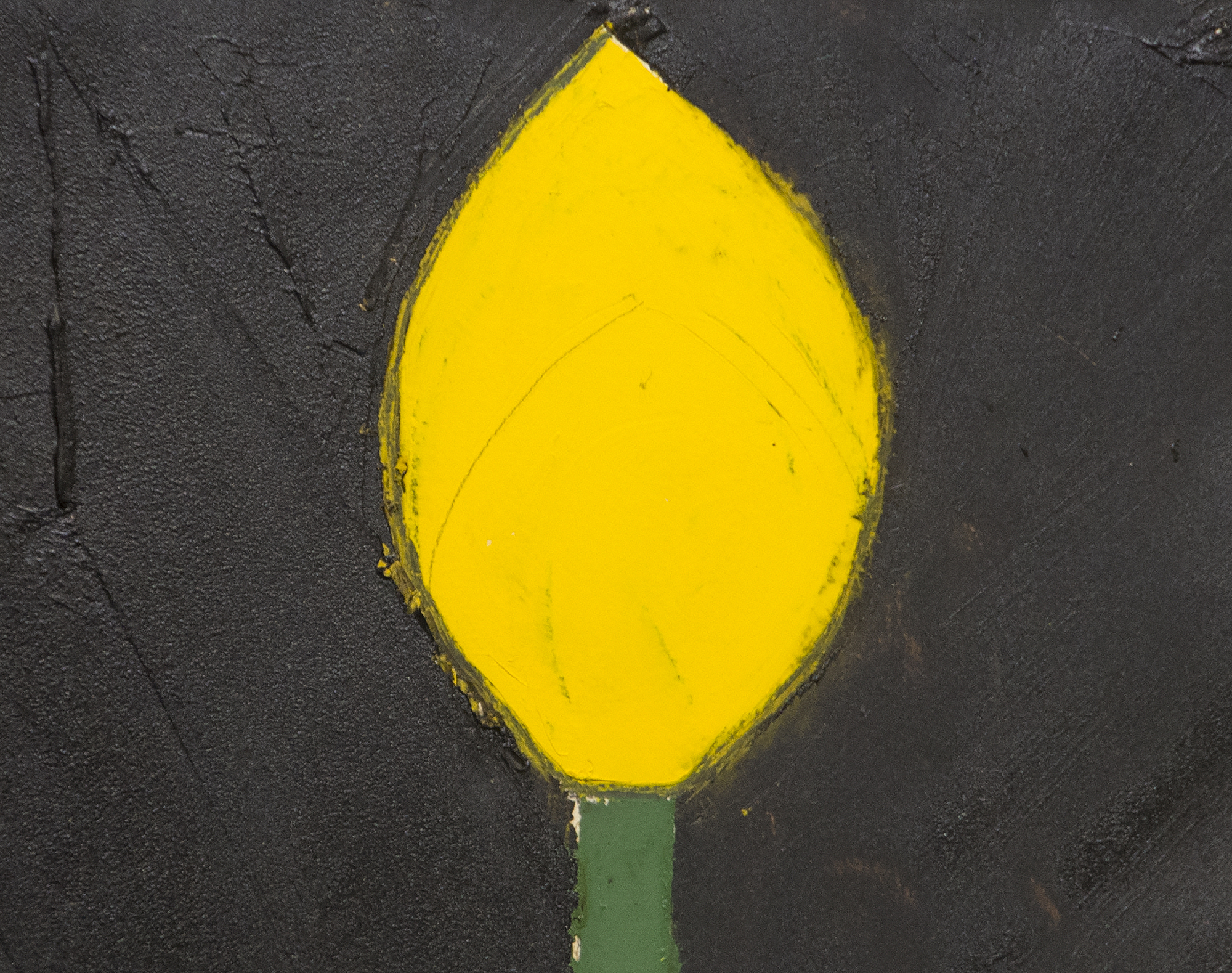 DONALD SULTAN - Tulipán amarillo nº 18 - óleo y alquitrán sobre papel - 20 x 20 pulg.