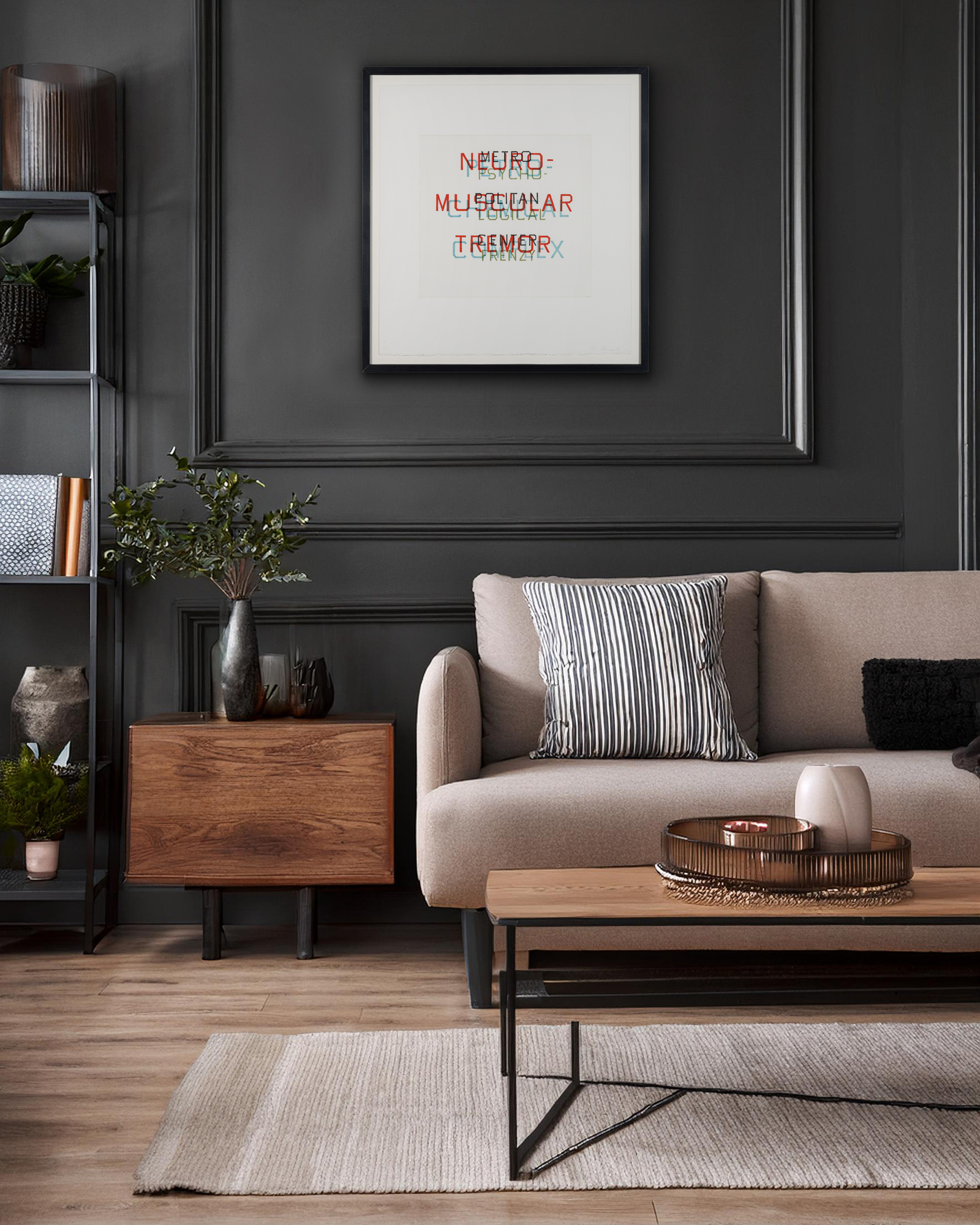 ED RUSCHA - Metro Petro Neuro Psycho <div><font face=Lato size=3 color=black>Ed Ruscha’s <em>Metro, Petro, Neuro, Psycho</em>, from an edition of 25 with 10 artist proofs, exemplifies the artist’s ongoing investigation into the visual and conceptual potential of language. In this work, stacked words unfold like an architectural structure, their rhyming syllables generating a verbal beat that underscores Ruscha’s fascination with the rhythm and absurdity of text. Letters become forms, spacing becomes structure, and typography itself takes on the weight of image.</font></div>
<br>
<br><div><font face=Lato size=3> </font></div>
<br>
<br><div><font face=Lato size=3 color=black>Bridging Ruscha’s iconic word paintings of the 1960s with his more layered experiments of the 1980s and beyond, the print embodies his approach to isolating fragments of language—billboard slogans, overheard words, or invented phrases—so they can be reconsidered as both visual and semantic phenomena. Ruscha himself has described such arrangements as “visual noise,” simultaneously playful and disorienting. Institutional recognition of the work’s importance is affirmed by examples in the Museum of Modern Art, New York, and the National Gallery of Art, Washington.</font></div>