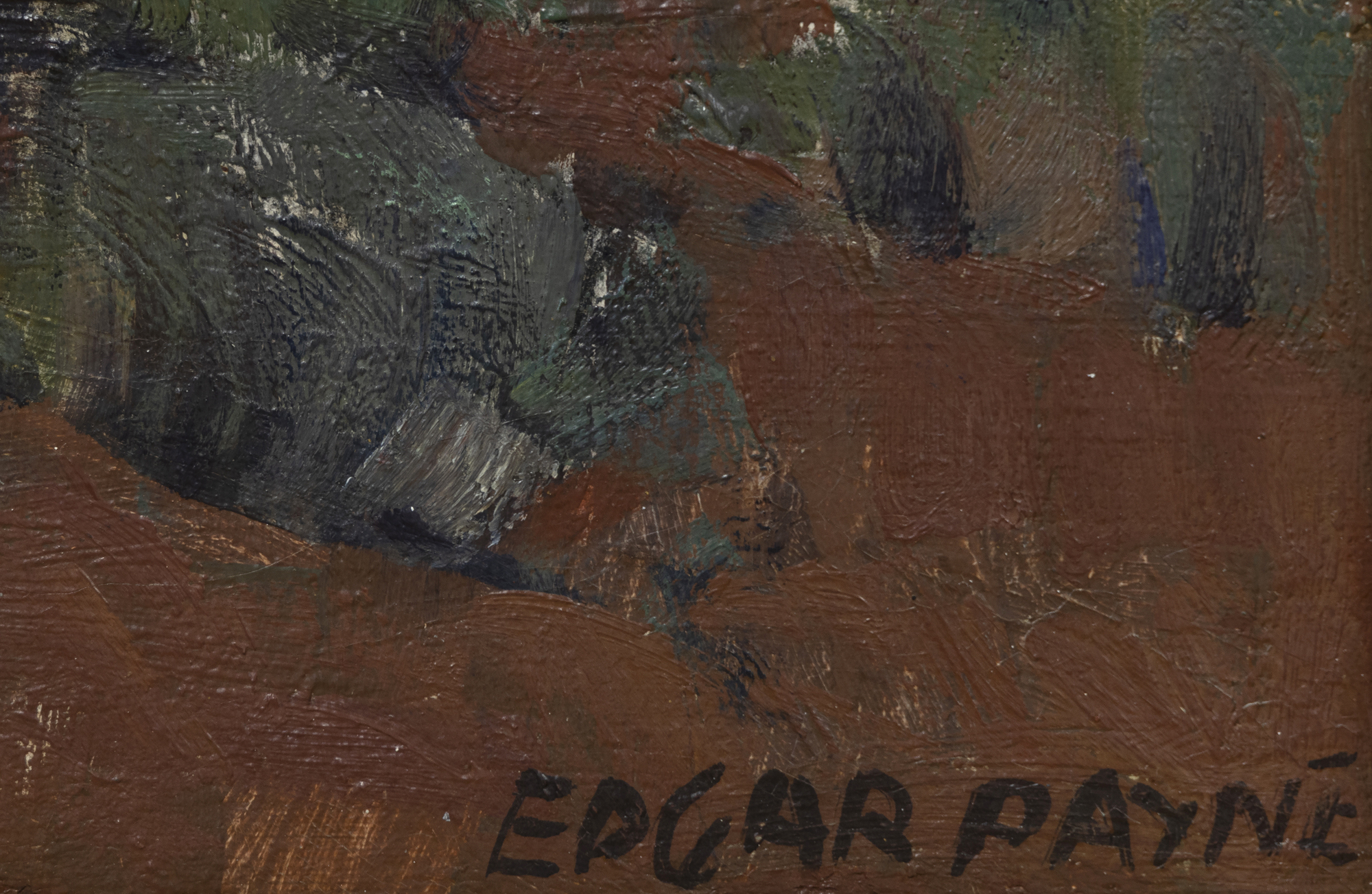 EDGAR ALWIN PAYNE - 纳瓦霍人在休息 - 布面油画 - 19 1/2 x 23 1/2 in.