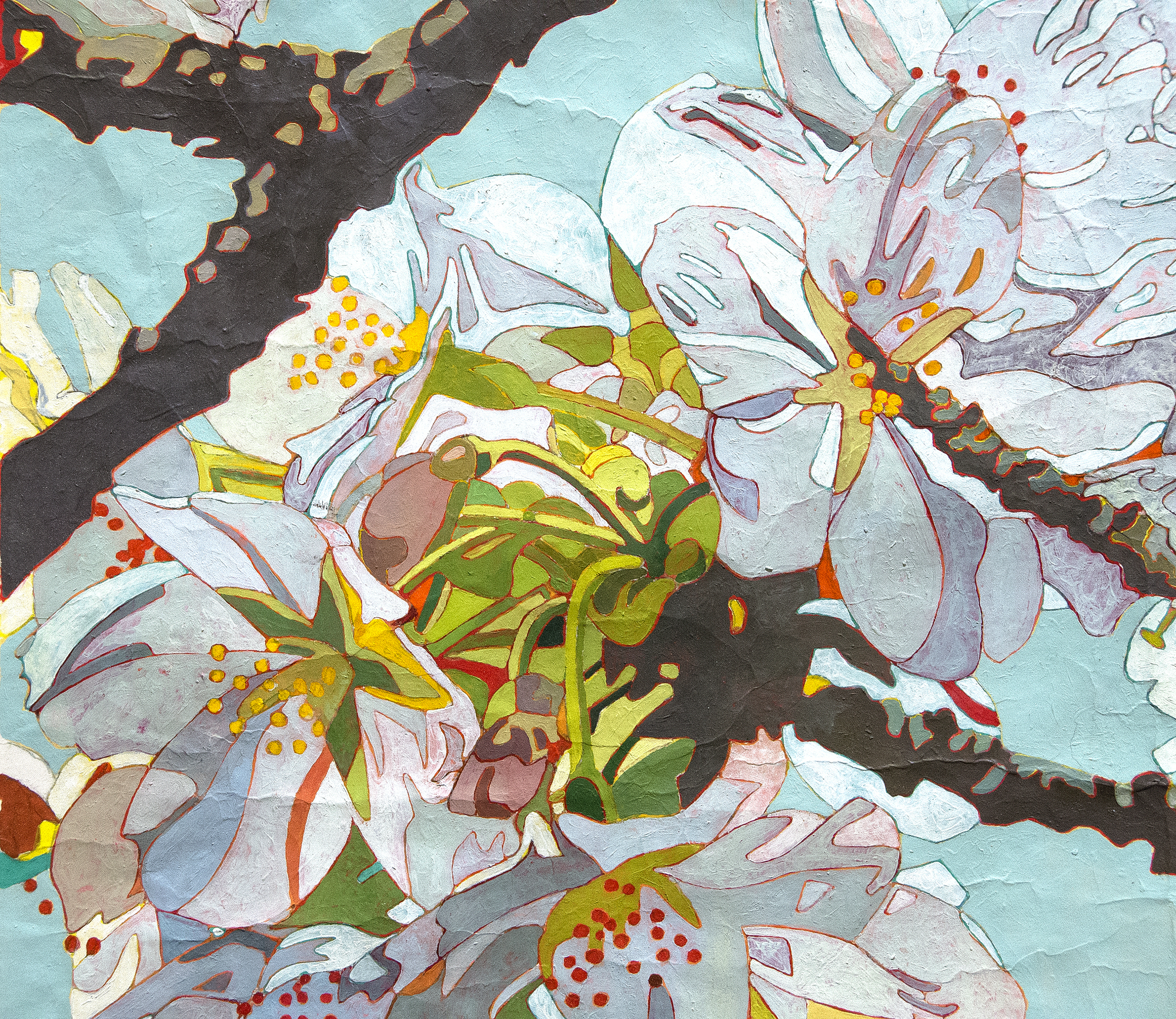 ERIC JON HOLSWADE - White Flowers - oil on flashe - 60 x 55 in.
