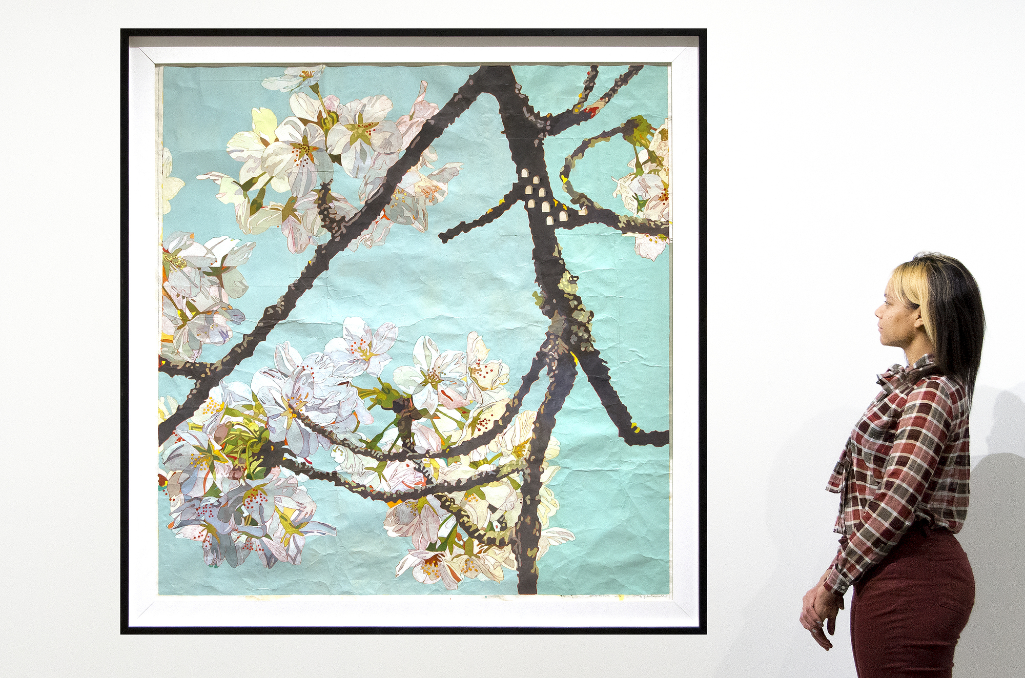 ERIC JON HOLSWADE - White Flowers - oil on flashe - 60 x 55 in.