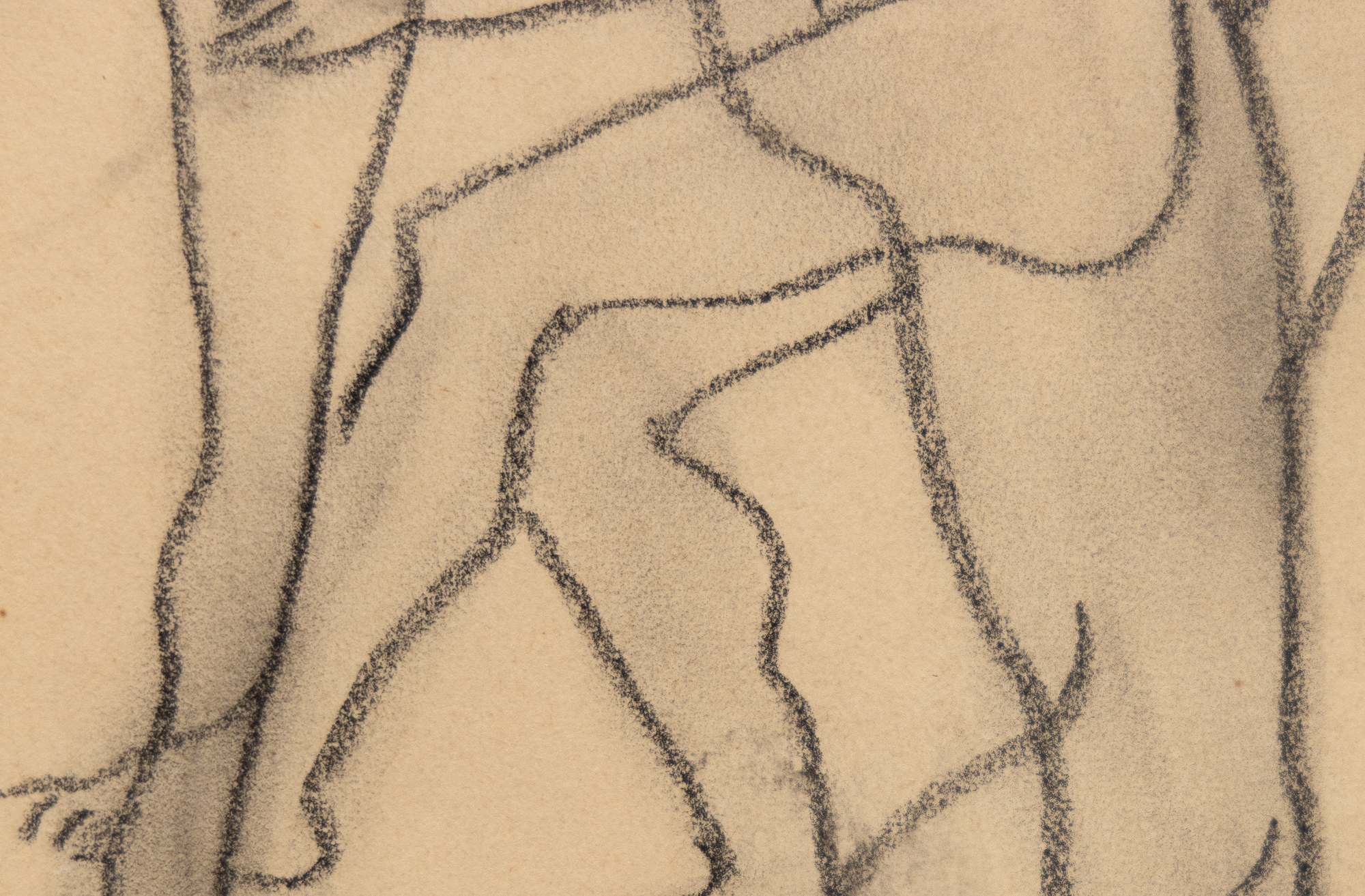 FRANCIS PICABIA - Trois personnages nus - crayón conte negro sobre papel buff - 11 1/2 x 8 in.