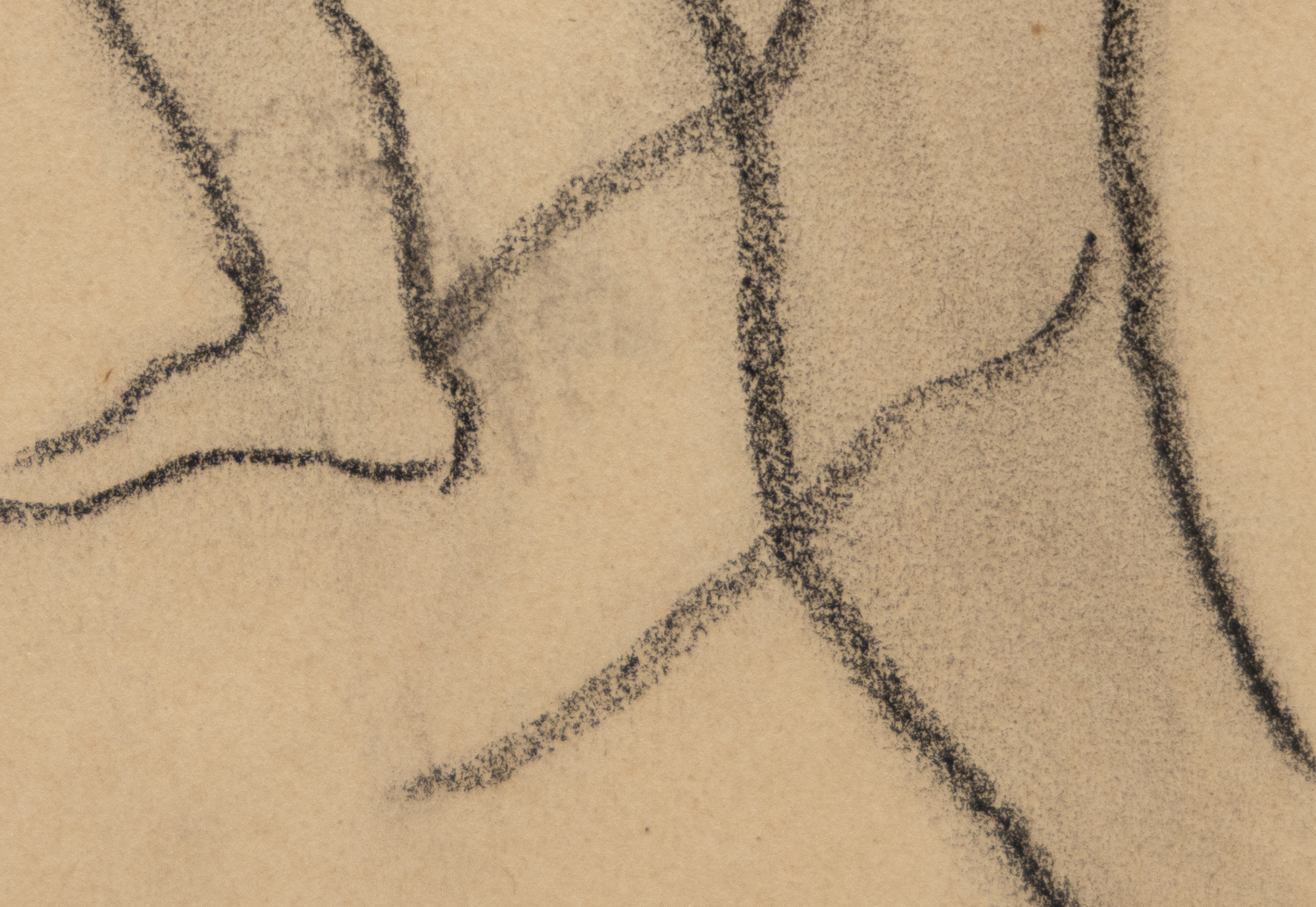 FRANCIS PICABIA - Trois personnages nus - schwarze Konterfei-Kreide auf chamoisfarbenem Papier - 11 1/2 x 8 in.