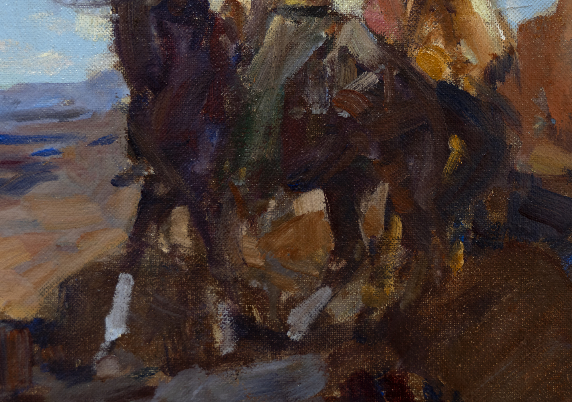 فرانك تيني جونسون - الكشافة - زيت على قماش - 13 1/2 × 17 بوصة.