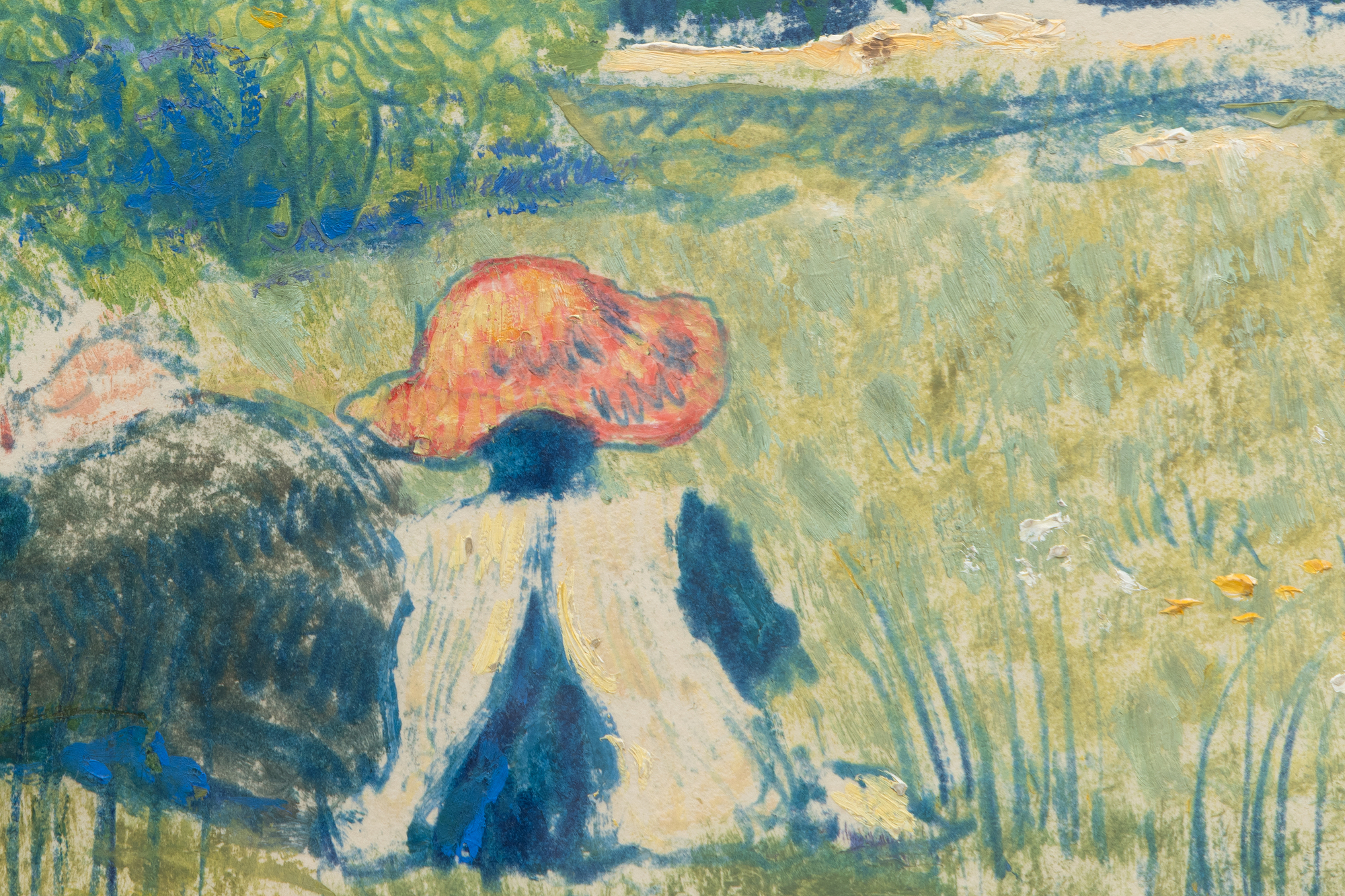 GEORGES LEMMEN - Madame Lemmen et ses enfants dans un jardin, 1900 - oil on paper and pastel laid down on board - 9 x 12 in.