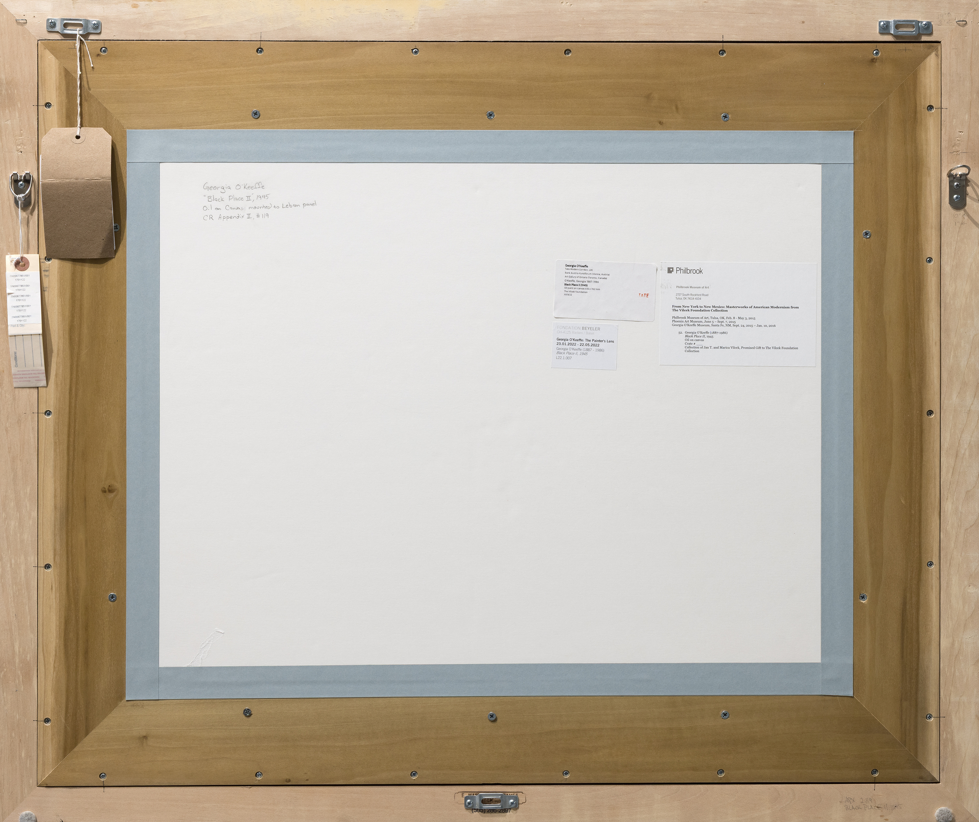 <div>Georgia O’Keeffe’s <em>Black Place II</em> (1945) belongs to one of the most profound and austere series of her career, inspired by repeated journeys to the Bisti Badlands, a remote, otherworldly area of northwestern New Mexico that she called the Black Place. Deeply compelled by this landscape, O’Keeffe often camped there so she could study its shifting forms and tonal subtleties at different hours of the day. In this work, she reduces the scene to its essentials: two massive hills pressing together, no visible horizon, and a composition defined by gravity, stillness, and quiet monumentality. The sweeping, interlocking forms create a sense of scale that feels both intimate and immense, evoking a landscape experienced as presence rather than panorama. </div><br><br><div>&nbsp;</div><br><br><div>Works from the Black Place series are exceptionally rare. Of the fourteen canvases O’Keeffe painted, only four remain in private hands; the remainder are held by major institutions including The Metropolitan Museum of Art, SFMOMA, and the Art Institute of Chicago. As a result, opportunities to encounter a work from this group outside of museum collections are exceedingly uncommon. </div><br><br><div>&nbsp;</div><br><br><div><em>Black Place II </em>has an illustrious lineage, from its earliest days in the holdings of Alfred Stieglitz’s famous New York gallery, An American Place, to the noted Philadelphia philanthropist and collector Daniel Dietrich, to the collection of Jan T. and Marica Vilcek. The painting’s legacy is further underscored by its unusually long institutional life. It was shown as early as 1946 at Stieglitz’s An American Place, and has continued to appear in major institutional retrospectives, including exhibitions at the Centre Pompidou and, most recently, the Museum of Fine Arts, Boston. This sustained public and scholarly attention has firmly established the importance of the Black Place paintings within O’Keeffe’s oeuvre. </div>