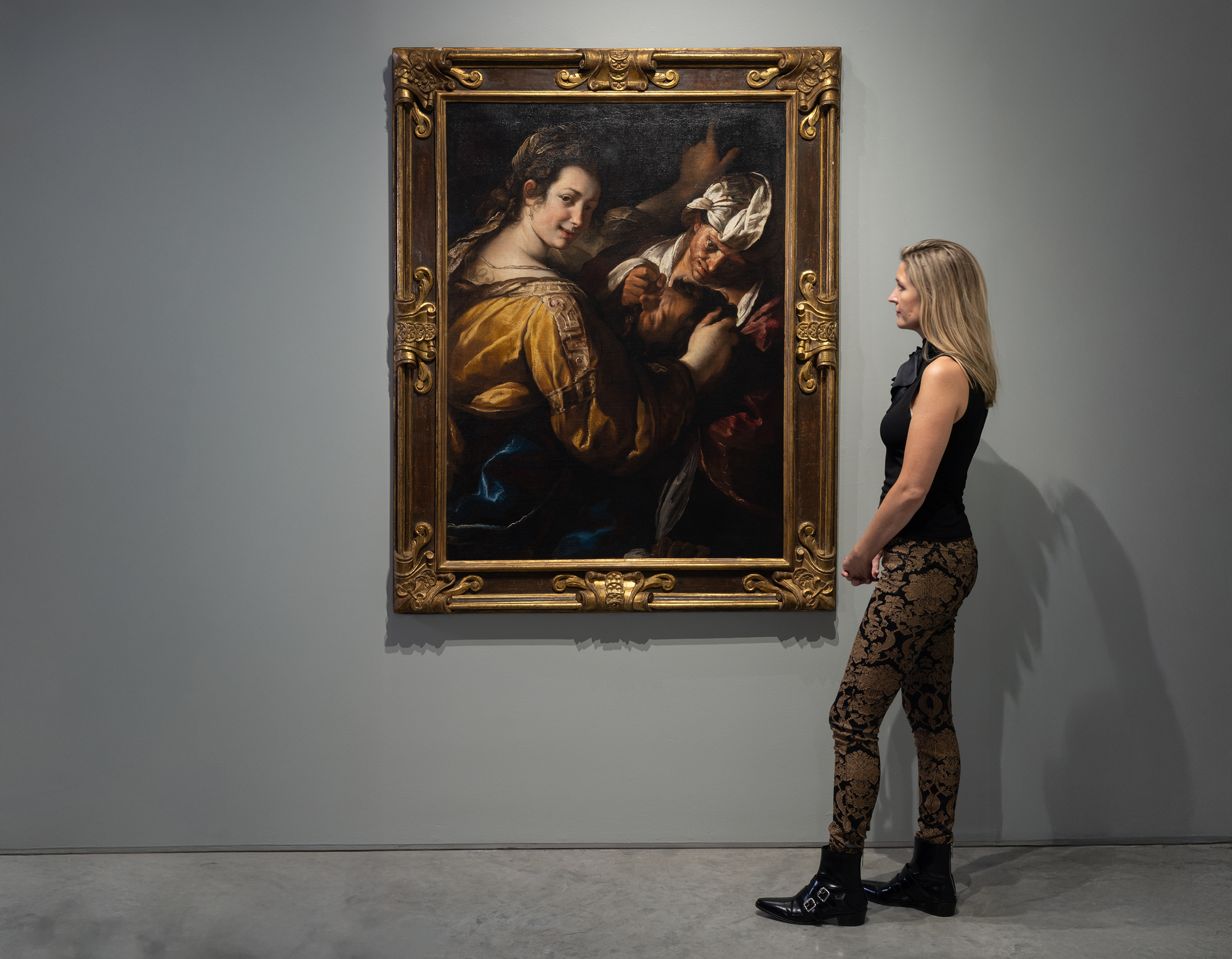 <div><font face=Lato size=3 color=black>A rare and important painting by Giulio Cesare Procaccini depicting the legendary Judith Beheading Holofernes—a subject that has captivated artists from Caravaggio and Artemisia Gentileschi to Kehinde Wiley and Robert Longo. The dramatic biblical scene, rendered with striking chiaroscuro, exemplifies Procaccini’s mastery of light and emotion and his engagement with one of art history’s most enduring themes of justice and triumph.</font></div><br><br><div><font face=Lato size=3 color=black>&nbsp;</font></div><br><br><div><font face=Lato size=3 color=black>This work holds exceptional provenance, having been commissioned by Giovanni Carlo Doria, one of Genoa’s most prominent collectors whose holdings included works by Leonardo da Vinci, Titian, and Van Dyck, remaining in the Doria family collection for approximately 300 years. It is recorded in the artist’s catalogue raisonné and has an extensive literature history.</font></div><br><br><div><font face=Lato size=3 color=black>&nbsp;</font></div><br><br><div><font face=Lato size=3 color=black>Comparable compositions by Procaccini appear in major museum collections such as the National Gallery of Art, Washington, D.C., and the Hermitage Museum, Saint Petersburg. &nbsp;This painting represents a rare opportunity to acquire a museum-caliber example of the artist’s work, distinguished by both its art historical significance and exceptional provenance.</font></div><br><br><div><font color=black>&nbsp;</font></div>