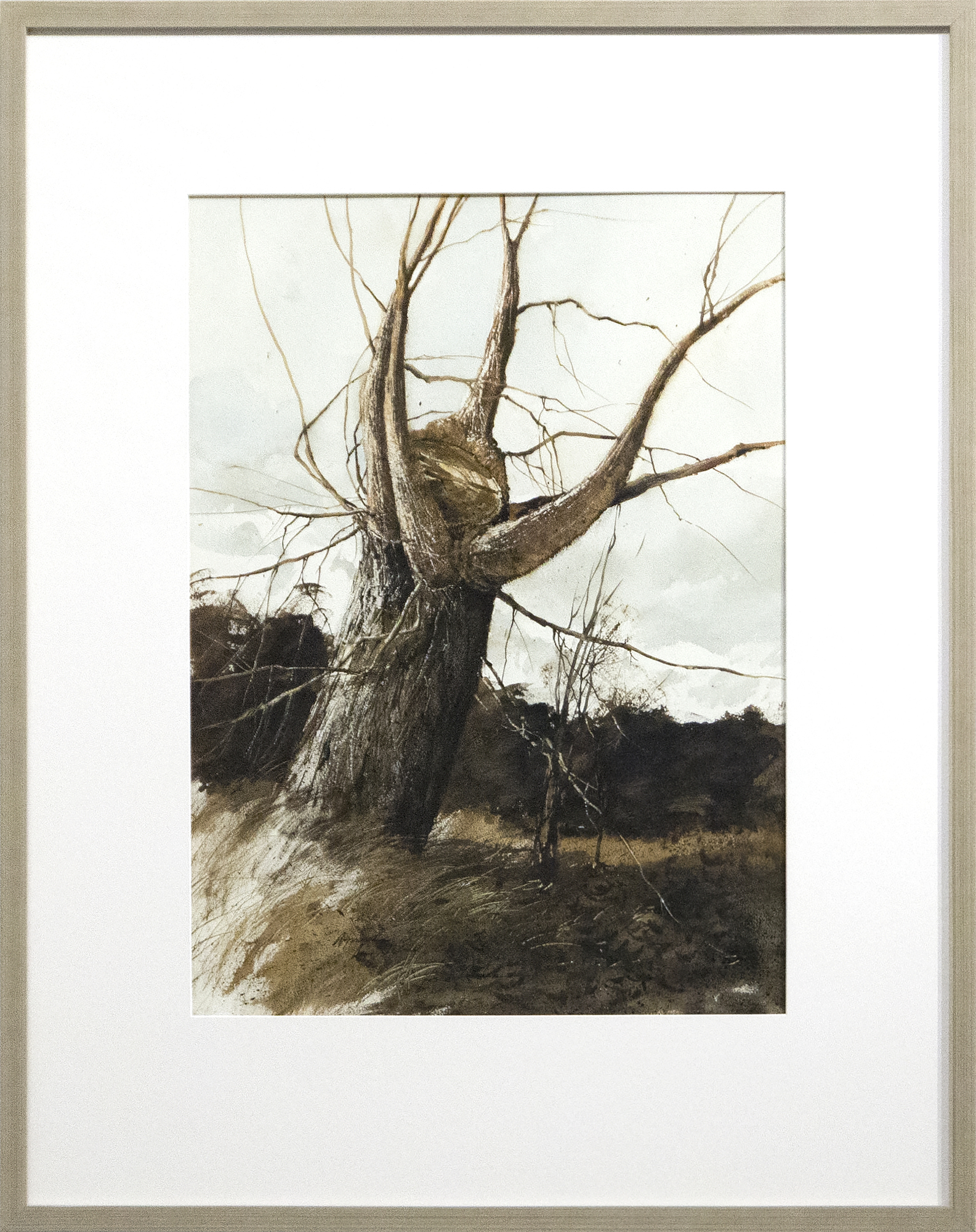 GREGORY SUMIDA - Approaching Storm, New Branches - watercolor on watercolor board - 30 x 21 3/4 in.