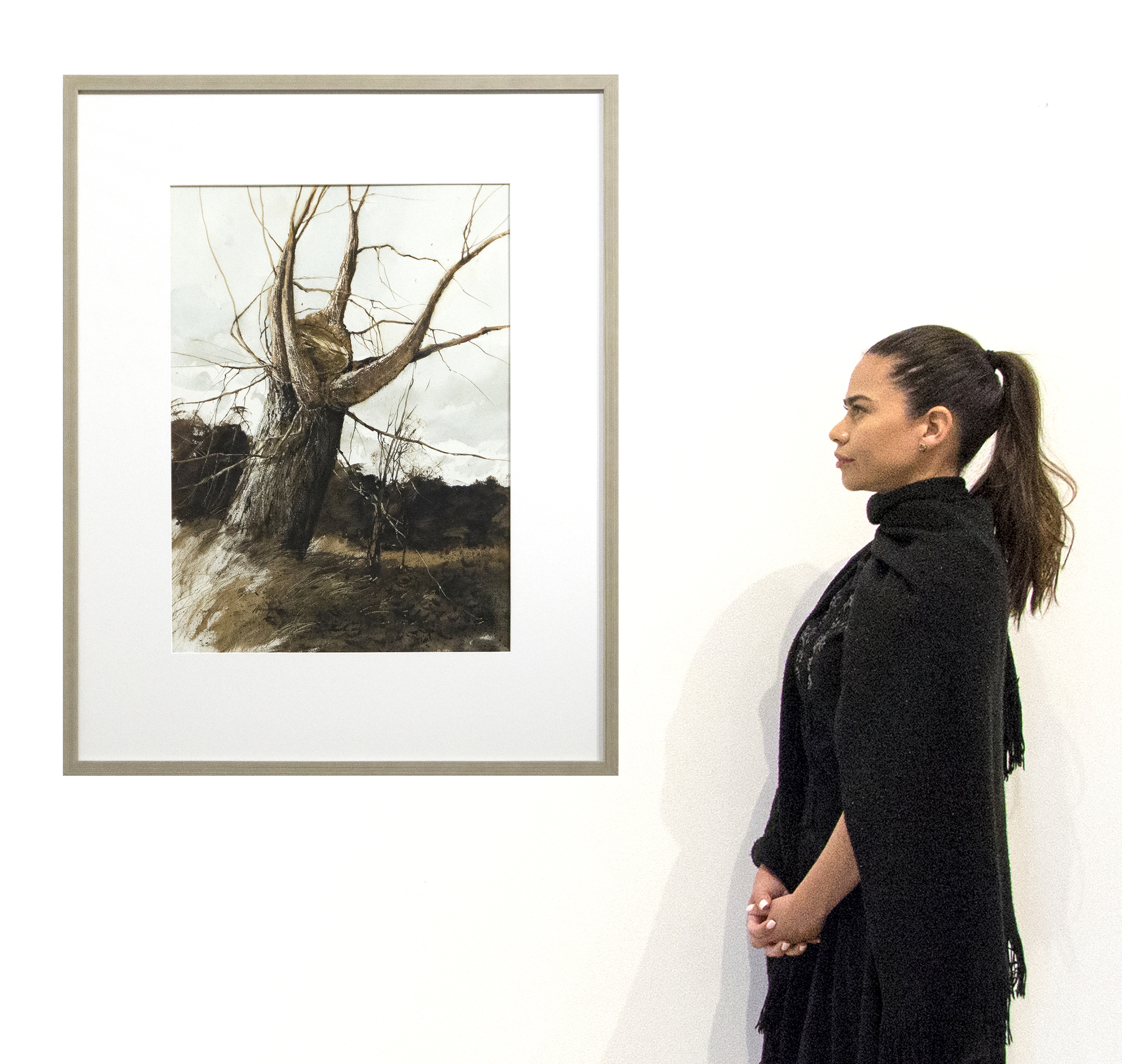 GREGORY SUMIDA - Approaching Storm, New Branches - watercolor on watercolor board - 30 x 21 3/4 in.