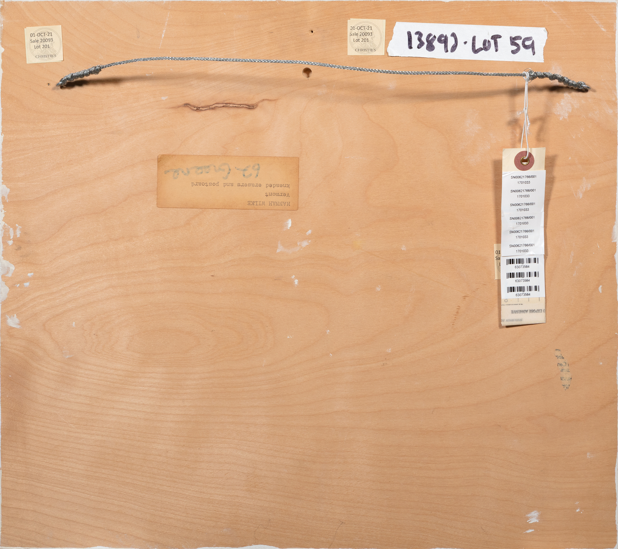 HANNAH WILKE - Vermont - kneaded erasers and postcard mounted on painted panel in plexiglass box - 15 1/2 x 17 1/2 in.