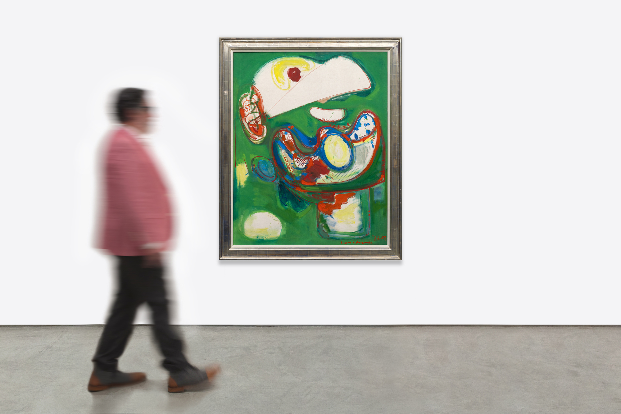 HANS HOFMANN - Baal <div><font face=Lato size=3 color=black>Hans Hofmann's <em>Baal</em> channels the charged energy of its evocative title, rooted in ancient Semitic tradition. The name refers to a lord or master but also carries associations with primal forces of nature, chaos, and creation. Hofmann's work reflects this duality, blending structured design with the untamed vitality of gestural abstraction to create a composition oscillating between entropy and order.</font></div>
<br>
<br><div> </div>
<br>
<br><div><font face=Lato size=3 color=black>Painted at age 65, <em>Baal</em> also showcases Hofmann's willingness to revisit earlier disciplines while addressing the challenges of mid-century abstraction. Its vibrant palette and bold use of complementary colors, particularly the juxtaposition of red and green, heightens the painting's dynamism. His muscular brushwork also reflects his lifelong experimentation with the tension between form and freedom; undulating lines and biomorphic forms evoke the surrealist influence of Miró and the spiritual resonance of Kandinsky's gestural abstractions. Like these predecessors, Hofmann sought to translate "inner necessity" into visual expression, guided by his fertile imagination. Yet the planal elements and curvilinear shapes of <em>Baal</em> also reflect the influence of improvisational painting, a hallmark of Abstract Expressionism as practiced by contemporaries like Arshile Gorky, among others. It is a composition that teems with movement and energy, suggesting a cosmos in flux—chaotic yet deliberate.</font></div>
<br>
<br><div> </div>
<br>
<br><div><font face=Lato size=3 color=black>Exhibited the same year at Betty Parsons Gallery in New York, <em>Baal</em> signals Hofmann's evolution as a master and innovator. With its vivid dynamism and symbolic title, the painting epitomizes Hofmann's ability to infuse abstraction with elemental power, crafting a deeply personal exploration of form and color.</font></div>