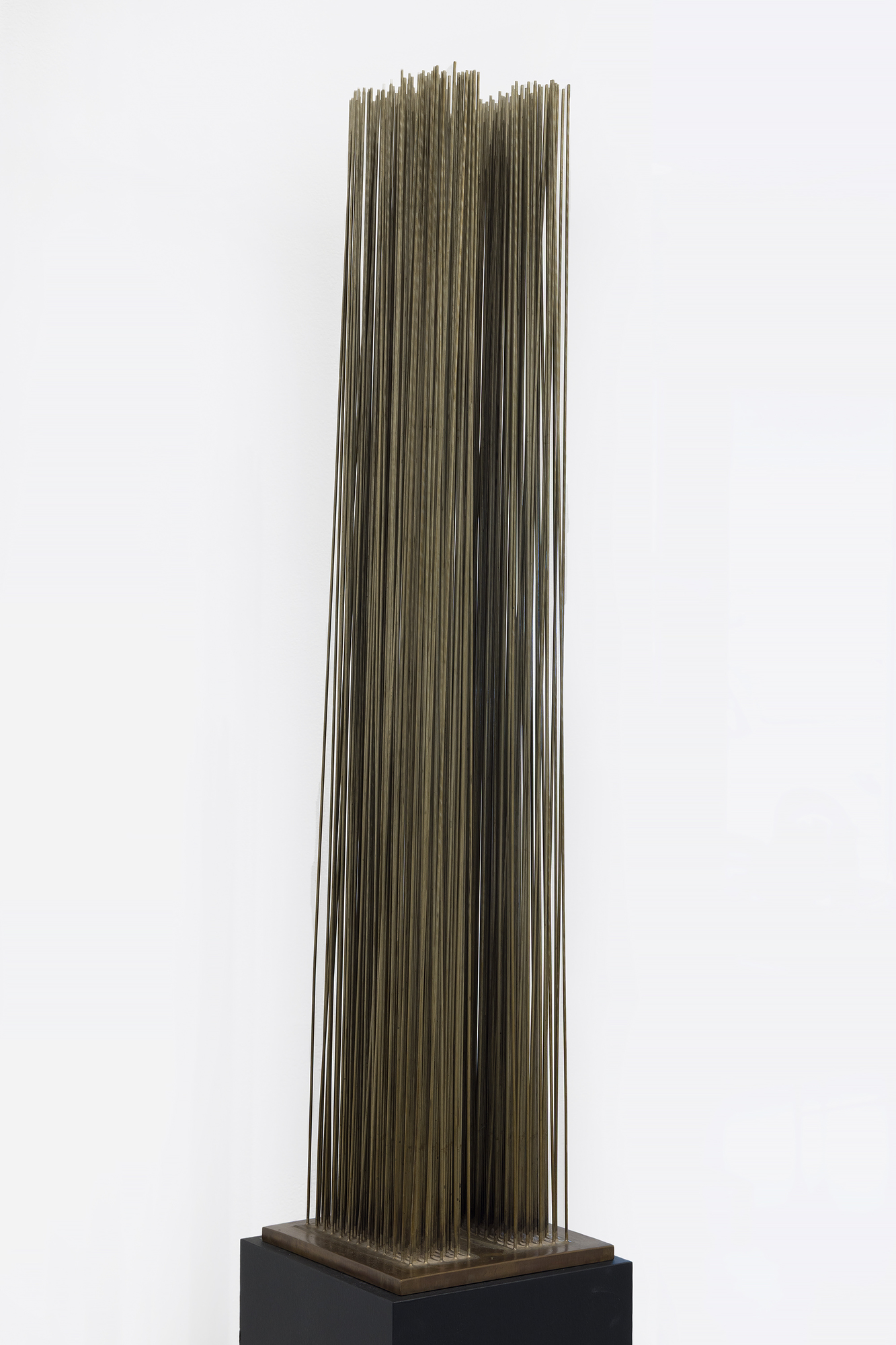HARRY BERTOIA - Untitled (Sounding Sculpture) - beryllium copper and bronze with wood base - 36 1/2 x 8 x 8 in.