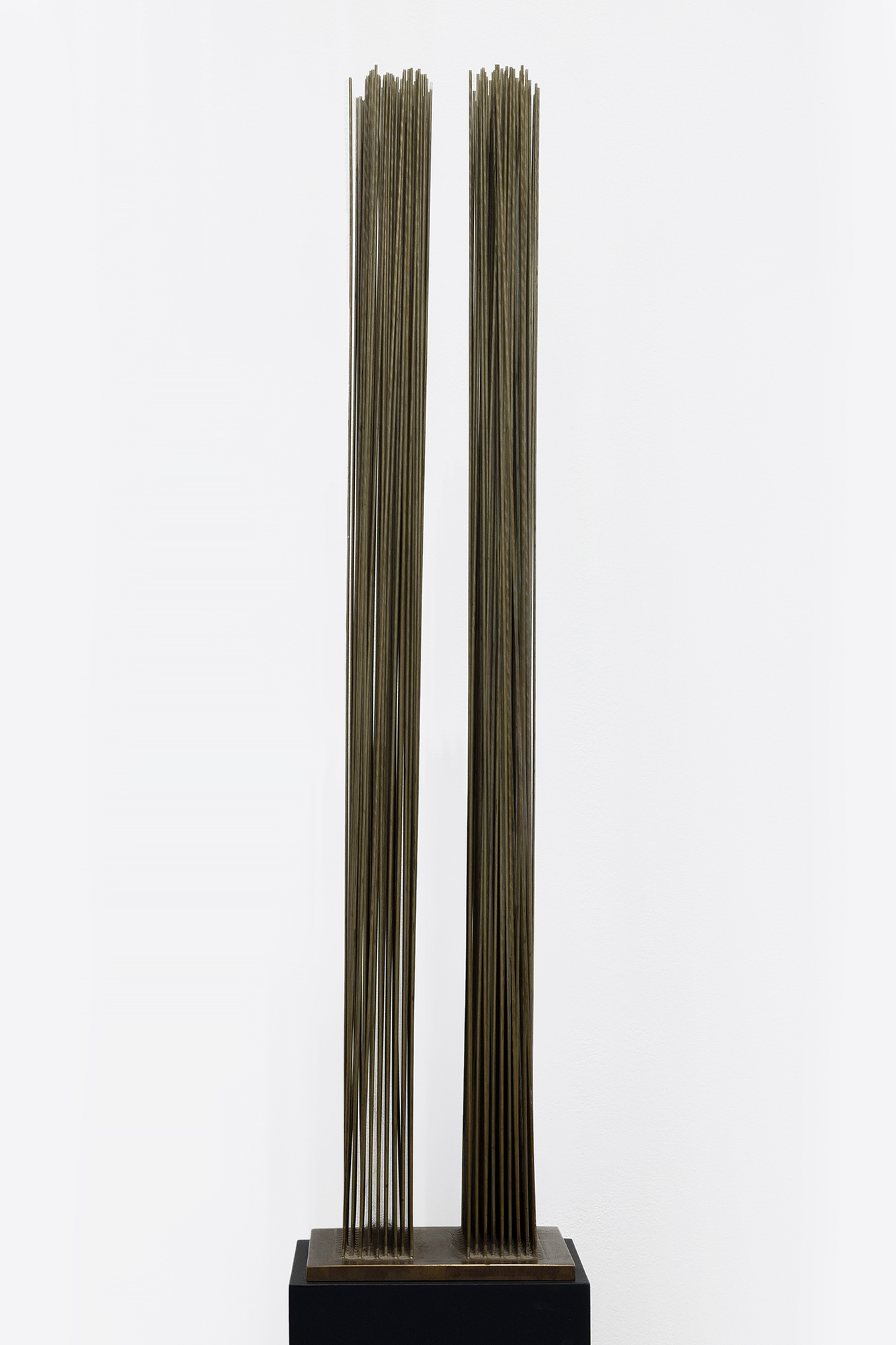 HARRY BERTOIA - Untitled (Sounding Sculpture) - beryllium copper and bronze with wood base - 36 1/2 x 8 x 8 in.