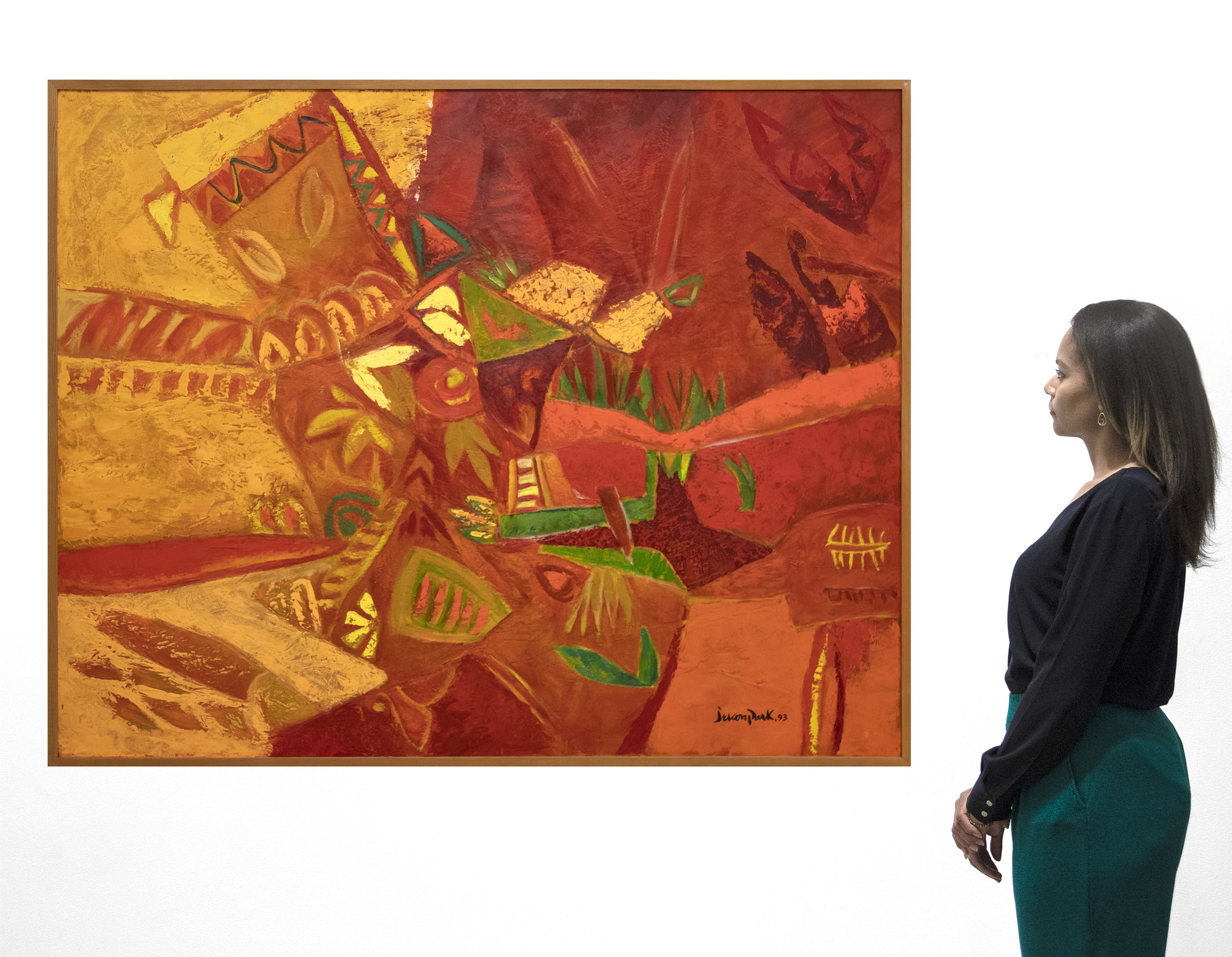 JAE KON PARK - 無題 - キャンバスに油彩 - 51 1/4 x 64インチ。