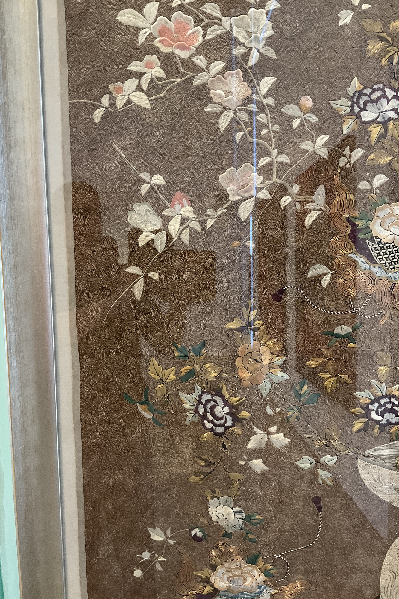 JAPANESE - Dog and Wagon Embroidery JAPANESE - Dog and Wagon Embroidery - silk and gold thread embroidery - 88 1/2 x 48 1/2 in.