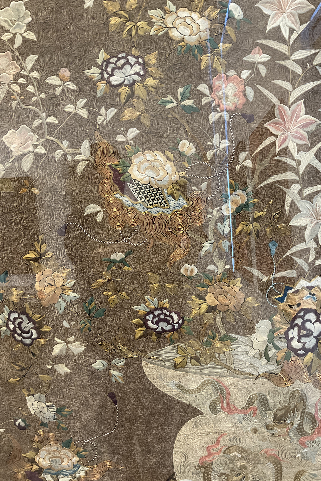 JAPANESE - Dog and Wagon Embroidery JAPANESE - Dog and Wagon Embroidery - silk and gold thread embroidery - 88 1/2 x 48 1/2 in.