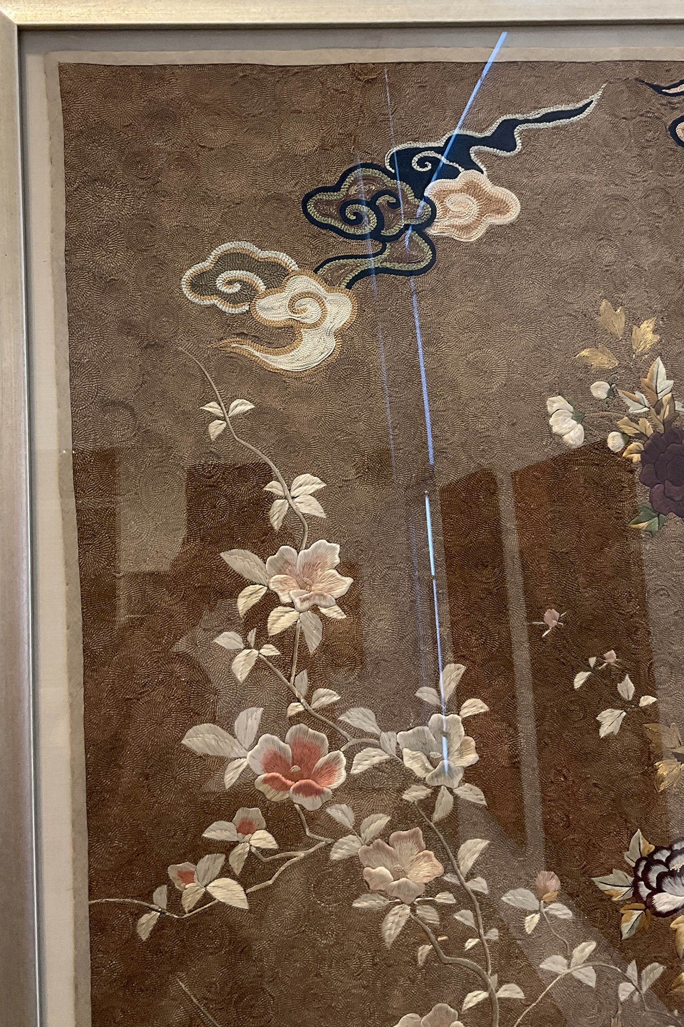 JAPANESE - Dog and Wagon Embroidery JAPANESE - Dog and Wagon Embroidery - silk and gold thread embroidery - 88 1/2 x 48 1/2 in.