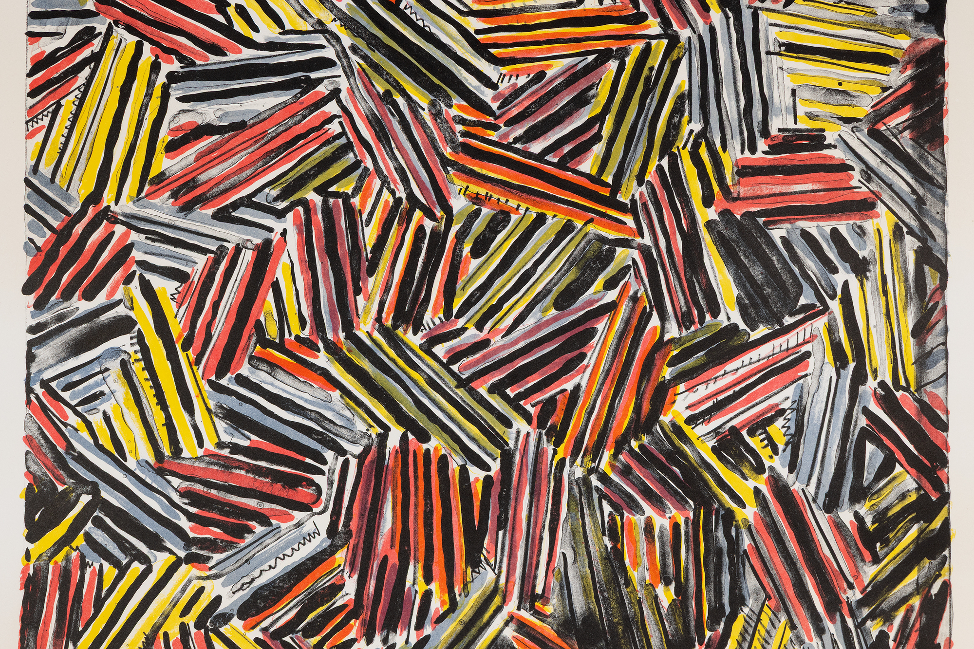 <div><font face=Lato size=3 color=black>Jasper Johns’ <em>Cicada</em> (1981) is a color lithograph published by Gemini G.E.L. in an edition of 58. The title evokes the insect’s cyclical emergence, echoing Johns’s interest in recurrence and transformation.</font></div>
<br>
<br><div> </div>
<br>
<br><div><font face=Lato size=3 color=black>Created during his “crosshatch” period (1972–83), the work exemplifies his move from flags and targets toward abstract systems of mark-making. Through layered color and texture, Johns explores the possibilities of lithography as a medium of repetition and variation.</font></div>
<br>
<br><div> </div>
<br>
<br><div><font face=Lato size=3 color=black>Impressions of <em>Cicada</em> are held in the collections of the Museum of Modern Art and the Whitney Museum of American Art, underscoring its importance within Johns’s printmaking practice.</font></div>