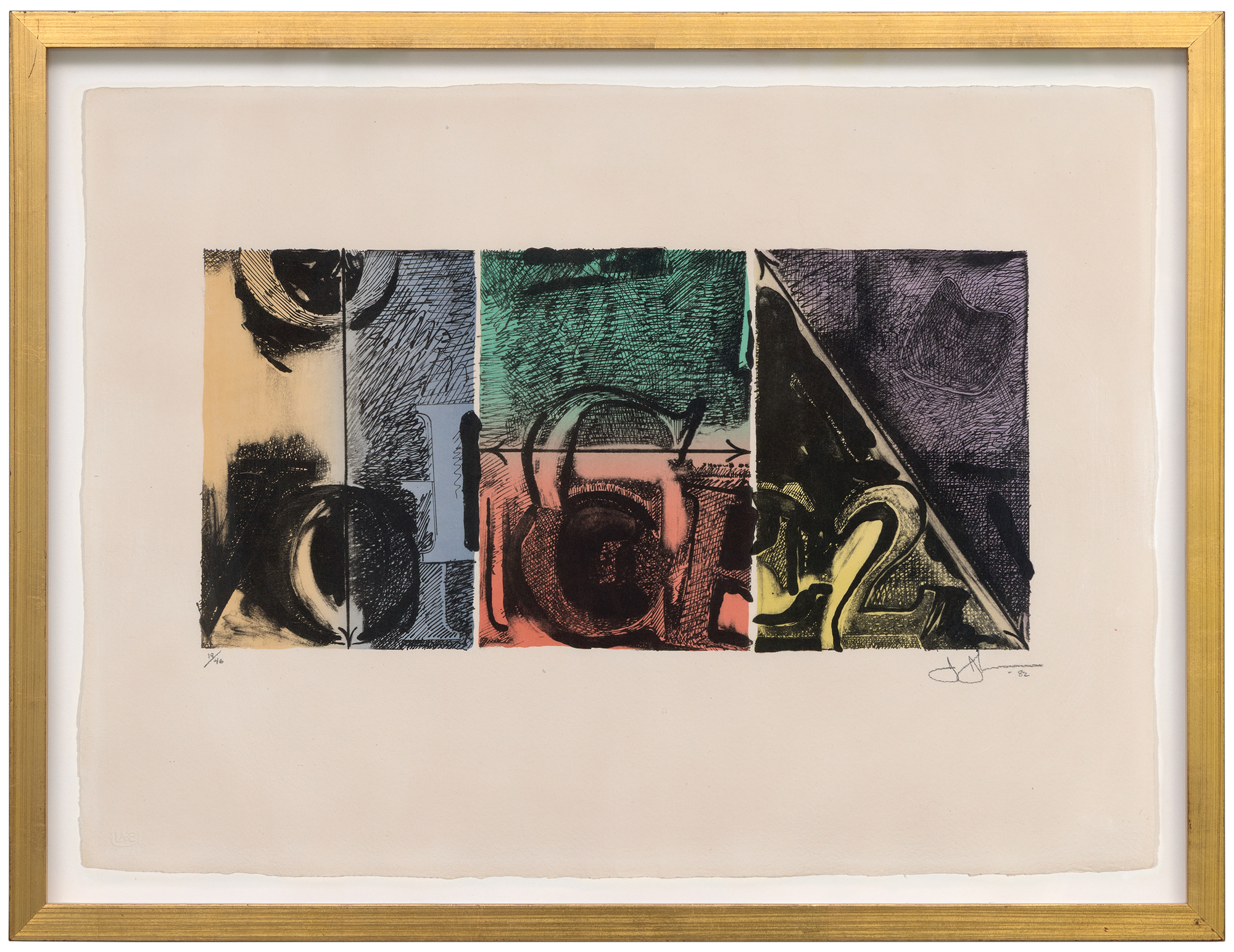 JASPER JOHNS - Voice 2 - lithograph in seven colors on handmade Fred Stiegenthaler paper - 17 x 23 in.