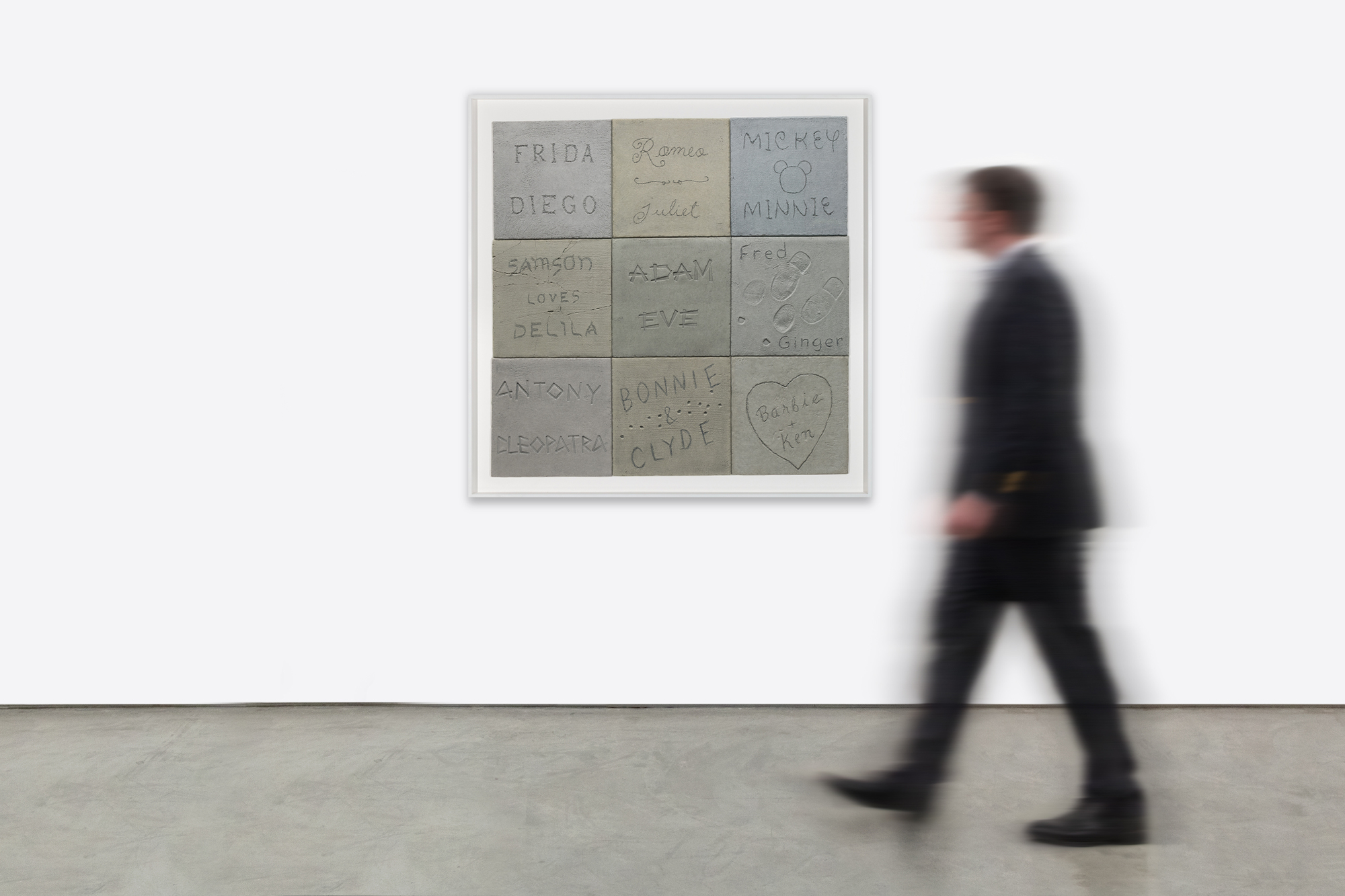 JOHN BALDESSARI - Concrete Couples - Mixografía® print on handmade paper, 9-piece suite - 48 x 48 x 1 in.