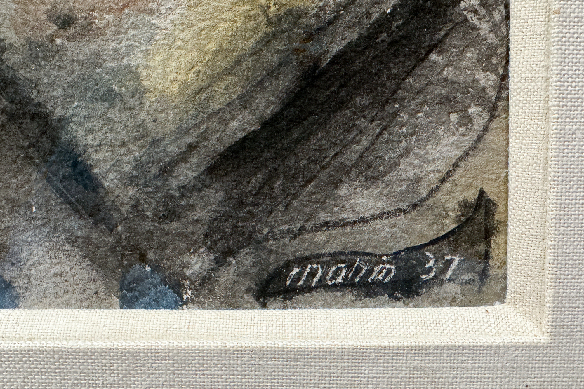 <div>John Marin’s "Sea Movement, Maine" (1937) exemplifies his dynamic approach to watercolor, a medium he transformed into one of the most expressive vehicles of early American modernism. Painted during his mature period, the work captures the restless energy of the Maine coast—a subject Marin returned to repeatedly as a source of inspiration. Quick, gestural strokes convey the surging sea and jagged rocks, while washes of deep blue, gray, and black evoke both immediacy and atmosphere. Marin’s hallmark ability to fuse abstraction with observation is evident here: the composition is at once faithful to the rhythms of the natural world and liberated in its expressive freedom. </div><br><br><div>&nbsp;</div><br><br><div>The significance of this work is underscored by its inclusion in Sheldon Reich’s 1970 catalogue raisonné (no. 37.19) and its exhibition history in two museum shows, affirming its place within Marin’s celebrated body of Maine seascapes. "Sea Movement, Maine" stands as a vivid testament to the artist’s lifelong pursuit of translating nature’s vitality into painterly form. </div>