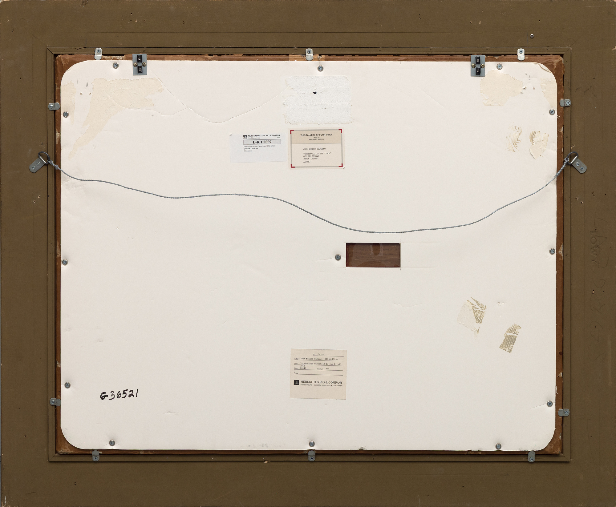 <div><font face=Lato size=3>Painted during John Singer Sargent's trip to the Austrian Tyrol in the summer of 1914, this work captures a moment of profound historical tension as Austria declared war on Serbia that July, placing Sargent at the threshold of the First World War. The painting offers a strikingly intimate and unexpected view of the Alpine landscape, framed from within a sheep pen with the mountain itself largely cropped from sight. This choice of vantage point shifts the viewers focus to the meeting point of the valley and the rising slope, where deep verdant greens anchor the composition and an overcast sky suggests a subtle sense of unease beyond the tranquil pastoral foreground.</font></div><br><br><div>&nbsp;</div><br><br><div><font face=Lato size=3>The work is included in the Sargent catalogue raisonne by Richard Ormond and Elaine Kilmurray, confirming its secure place within the artists documented production. Sargent created several related works during his 1914 stay in the Tyrol across both oil and watercolor, including <em>Tyrolese Interior </em>at The Metropolitan Museum of Art, <em>Woodsheds Tyrol</em> at the Art Institute of Chicago, and <em>Trout Stream</em> <em>in the Tyrol</em> at the de Young Museum. Together these works demonstrate Sargent's sustained engagement with the region and its distinctive light, atmosphere, and rural architecture during this pivotal year.</font></div><br><br><div>&nbsp;</div><br><br><div><font face=Lato size=3>This painting also carries distinguished provenance, having been previously held in the collection of Henry Clay Frick, the American industrialist and founder of the Frick Collection, before being given as a gift to his friend and lawyer Louis Cass Ledyard, who also served as counsel to J P Morgan. Its rarity within Sargents mature Tyrolean subjects is further underscored by the small number of comparable works that have reached the market, with only one closely related painting from this period, A Tyrolese Crucifix from 1915, having appeared at auction in recent decades.</font></div><br><br><div>&nbsp;</div><br><br><div><font face=Lato size=3>Sargents work continues to receive major institutional recognition, including the forthcoming exhibition Sargent Dazzling Paris at the Musee d Orsay in 2025 to 2026, reaffirming the ongoing relevance of his mature European landscapes within the broader narrative of early twentieth century art.</font></div>