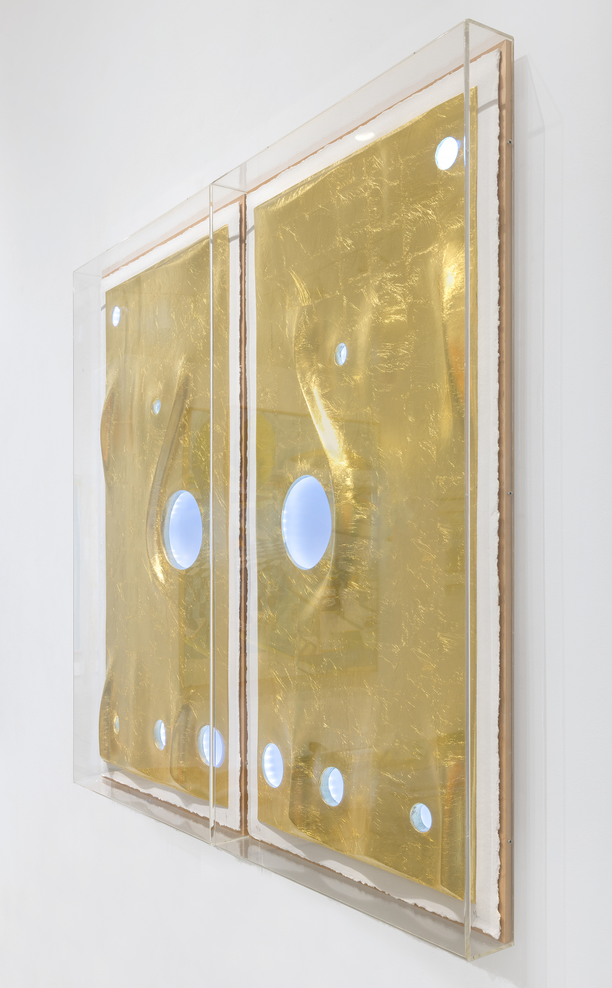 JORGE PARDO - Untitled - Mixografía® diptych print on handmade paper, 22k gold - 51 1/4 x 55 3/4 x 4 1/2 in.