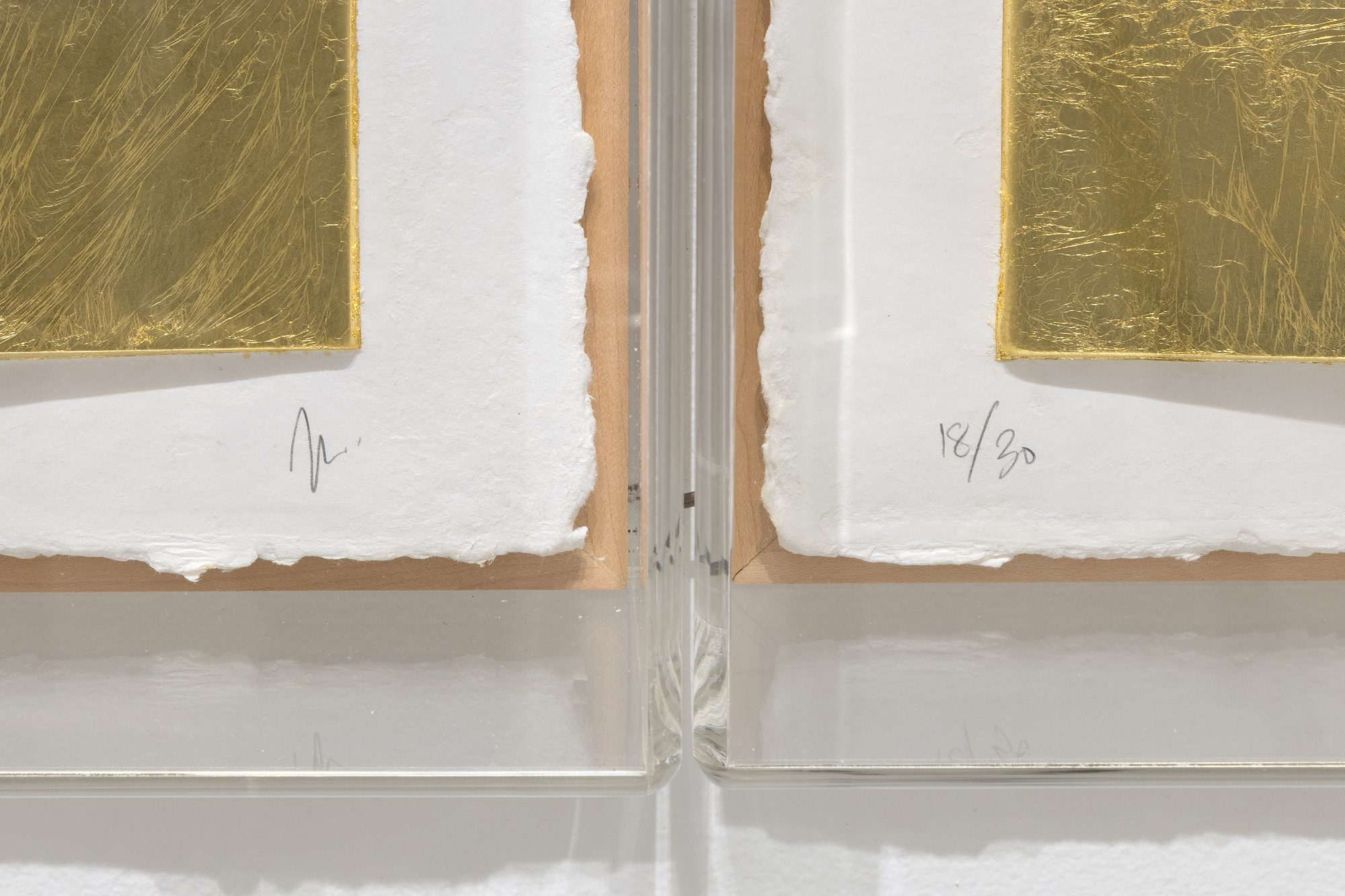 JORGE PARDO - Untitled - Mixografía® diptych print on handmade paper, 22k gold - 51 1/4 x 55 3/4 x 4 1/2 in.