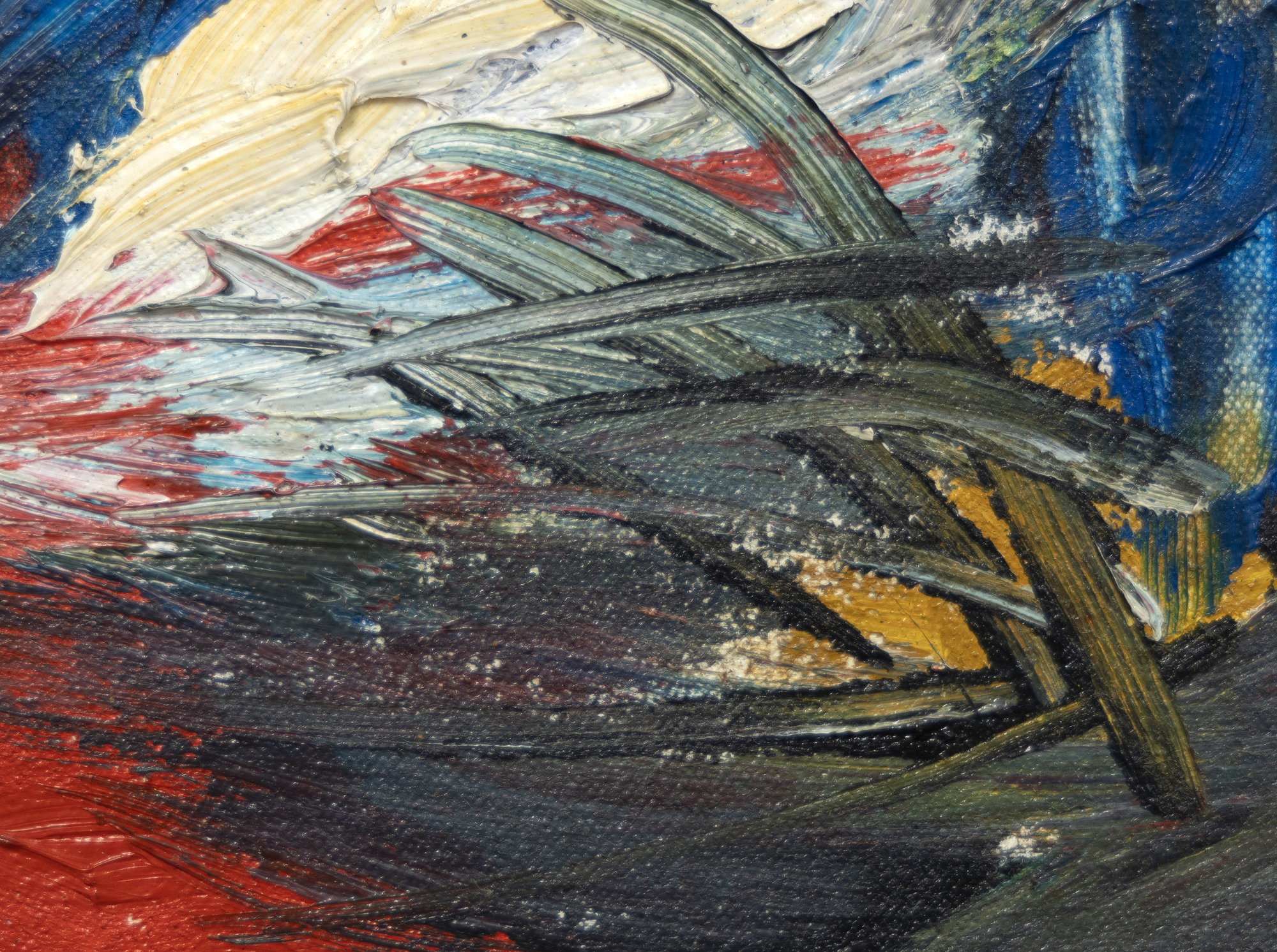 KAREL APPEL - Cabeza en la tormenta - óleo sobre lienzo - 10 x 14 1/4 pulg.