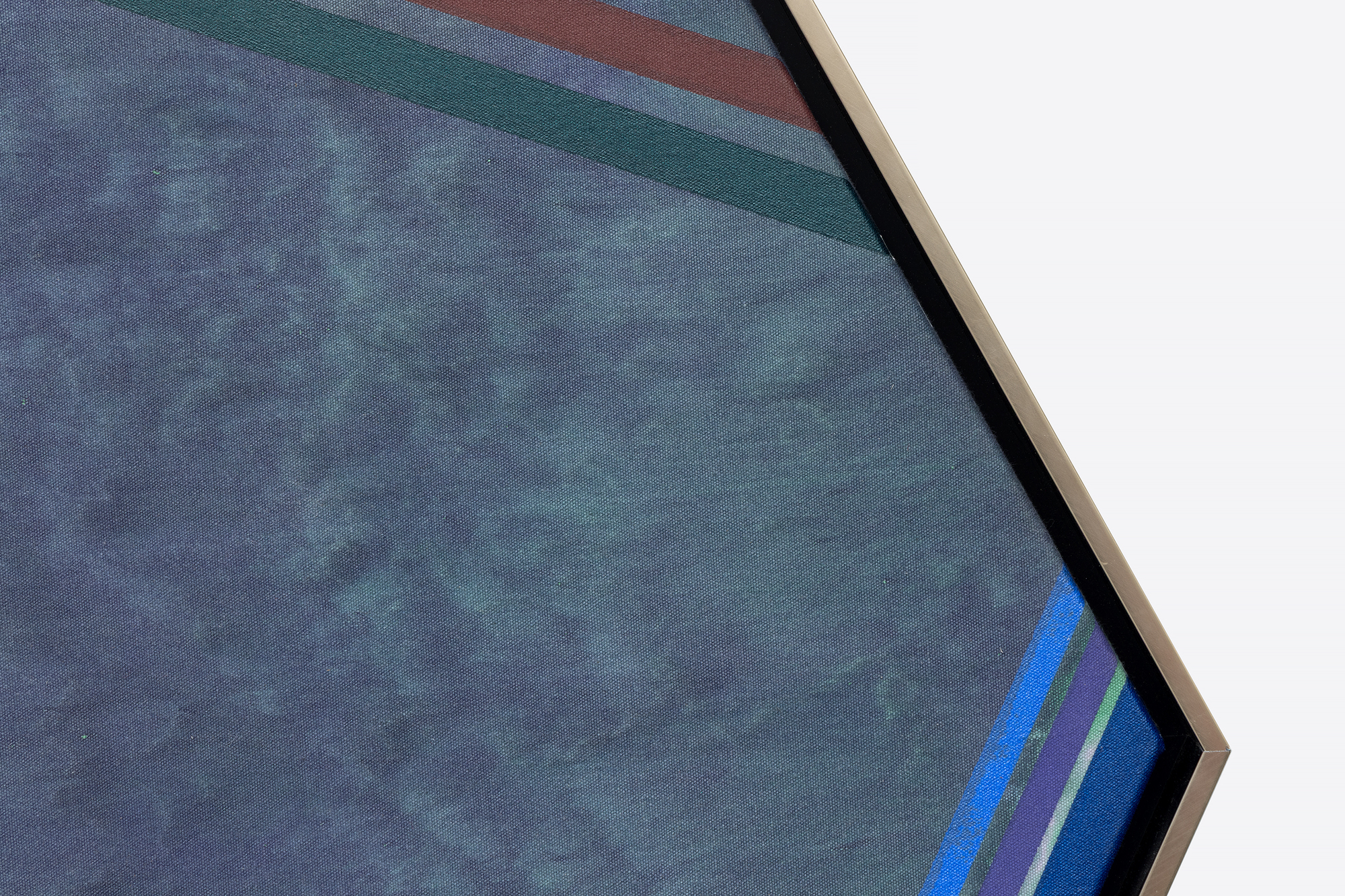 <div><font face=Lato size=3 color=black>Kenneth Noland’s <em>Gray Reflection</em> (1978) comes from the late 1970s, when the artist was deeply engaged with shaped canvases and the refinement of surface and form. The cool slate ground is animated by faint tonal shifts and angled color bands that cut across the polygonal field, creating both balance and quiet momentum.<br><br></font></div><br><br><div><font face=Lato size=3 color=black>This period was far less prolific than his celebrated 1960s circle paintings, making works such as <em>Gray Reflection </em>comparatively rare. While not part of a named series, it resonates with other late-1970s explorations like <em>Burnt Beige </em>at the Cranbrook Art Museum.<br><br></font></div><br><br><div><font face=Lato size=3 color=black>Noland, a central figure of post-painterly abstraction alongside Morris Louis and Helen Frankenthaler, is represented in major museum collections including MoMA, Tate, and the National Gallery of Art.</font></div>