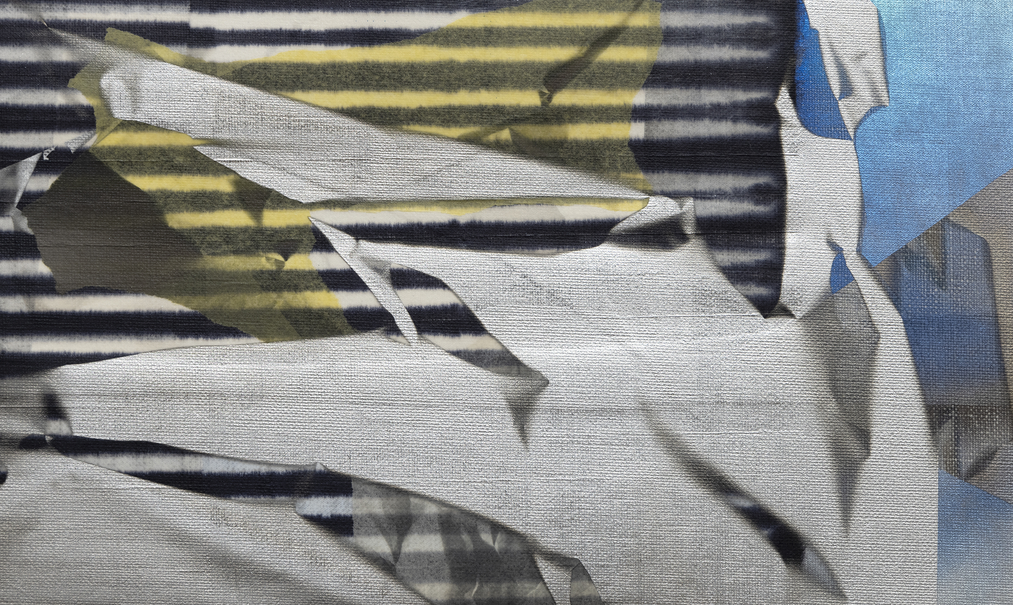 لاري بيل - عرش باتريوتس - زيت ومعدن على قماش - 63 × 41 1/2 × 1 1/4 بوصة.